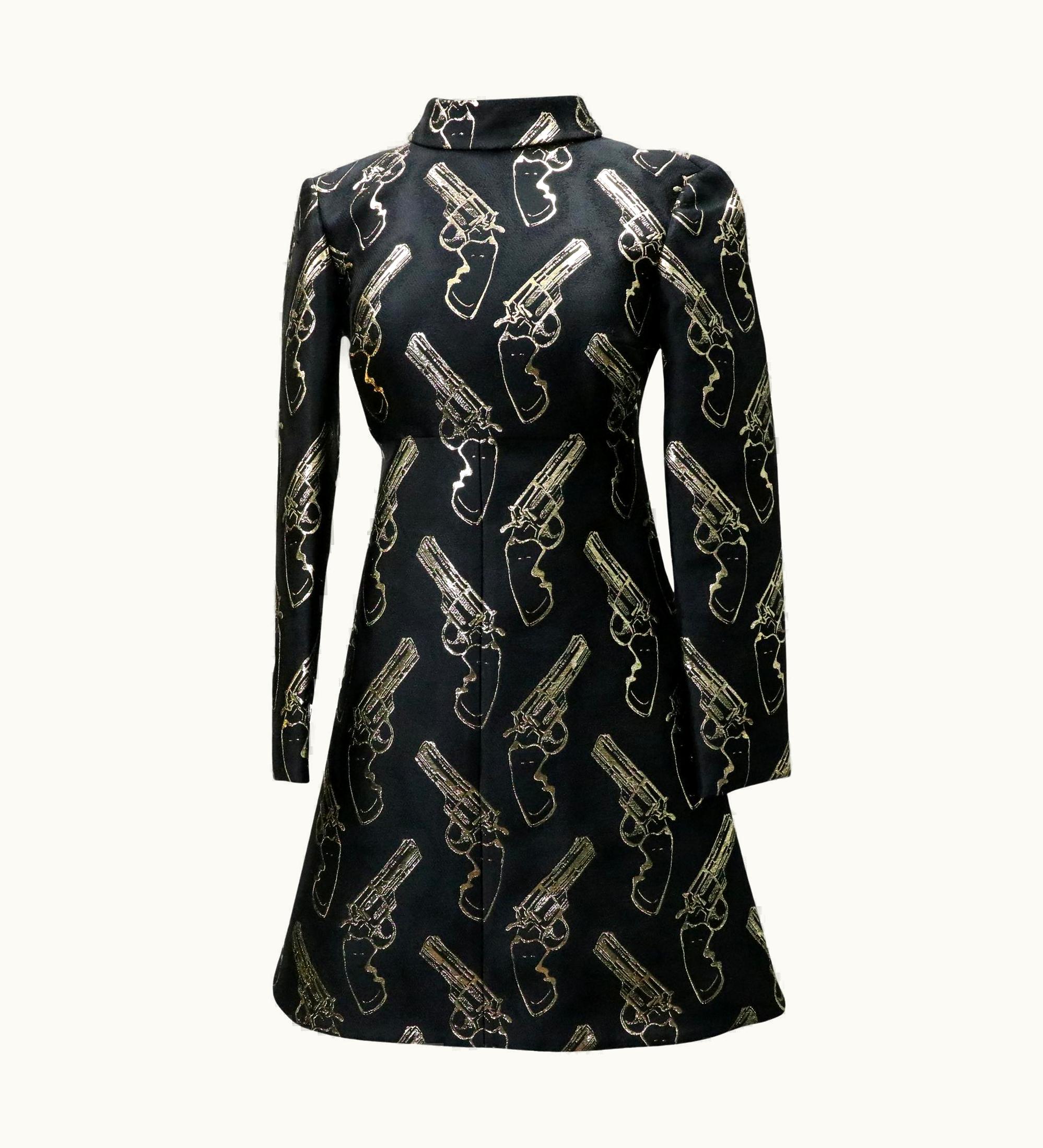 Saint Laurent Saint Laurent AW 2014 Gun Print Mini Shift Dress 34 Sl-d1111p-0003
