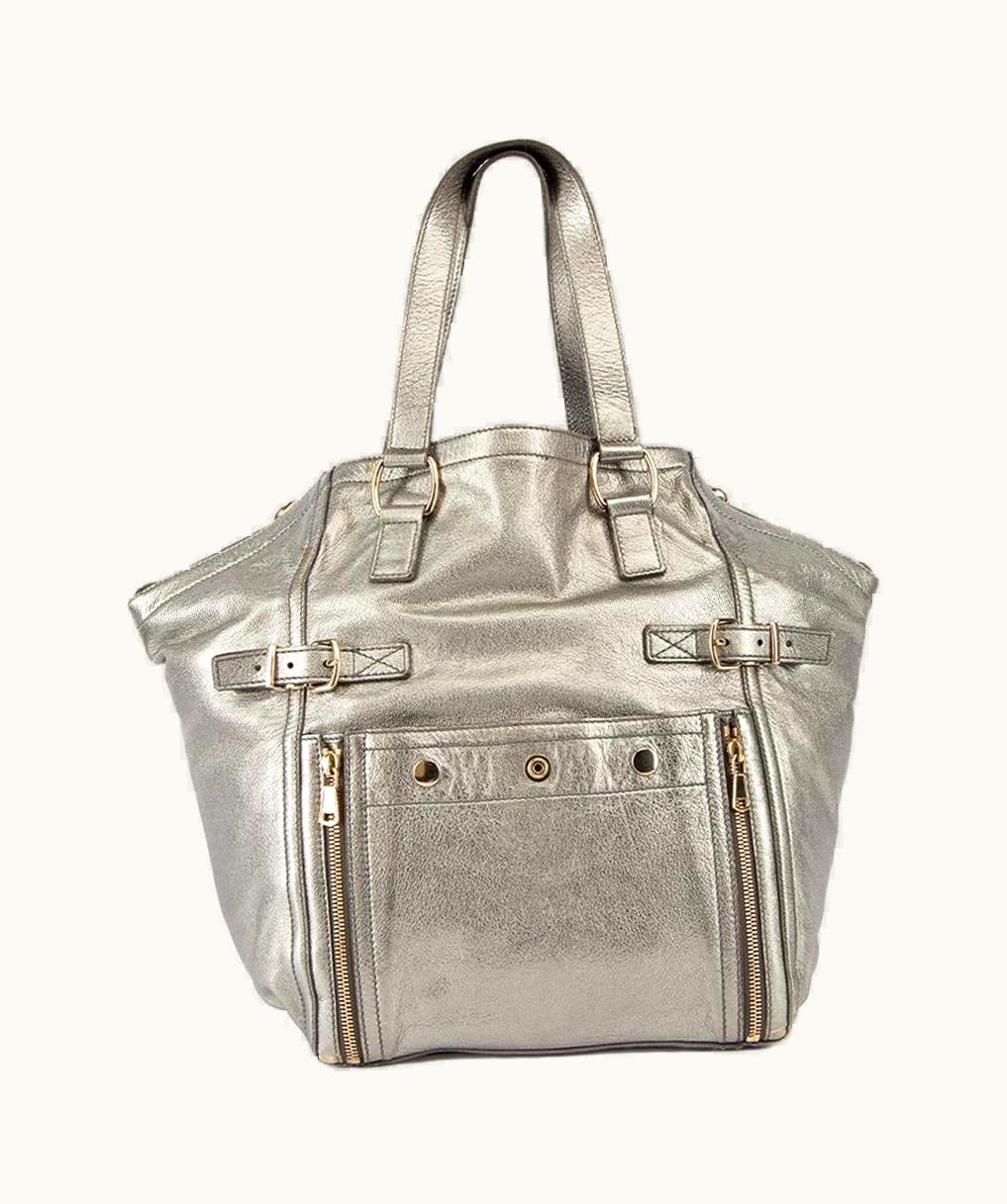 Saint Laurent Yves Saint Laurent Rive Gauche Women' Silver Metallic Leather Downtow