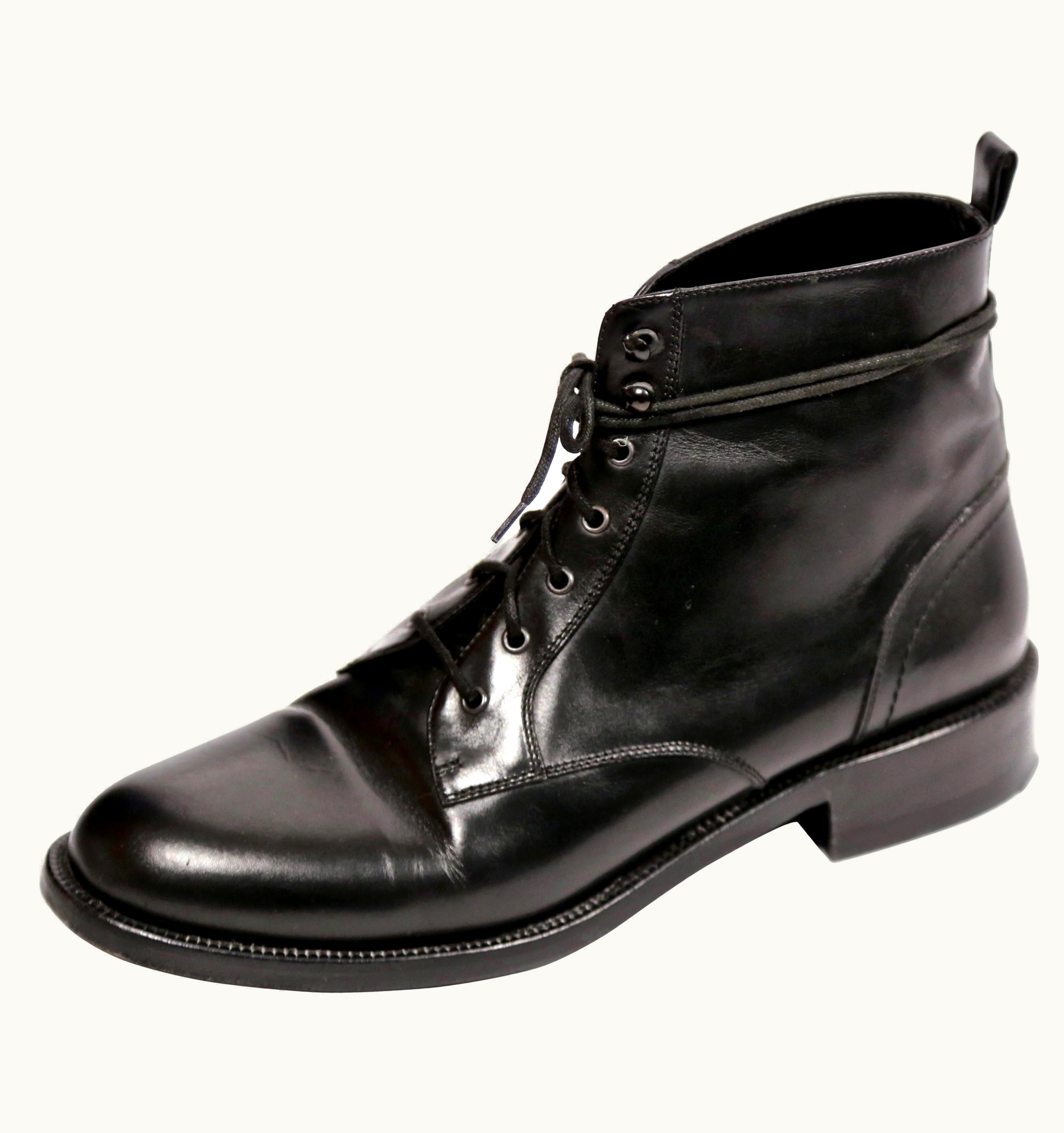 Saint Laurent Saint Laurent By Hedi Slimane Black Leather 'Lolita' Combat Boots