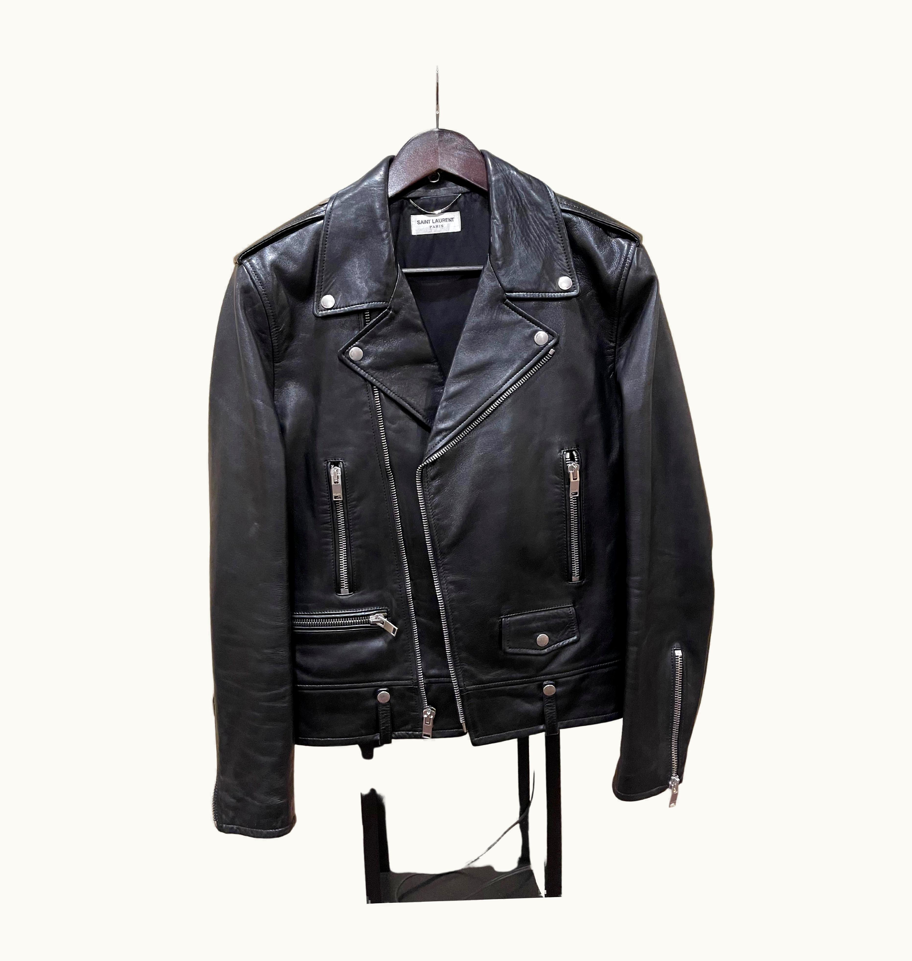 Saint Laurent Saint Laurent S/S Lamb Leather Biker Jacket - Hedi Era Size