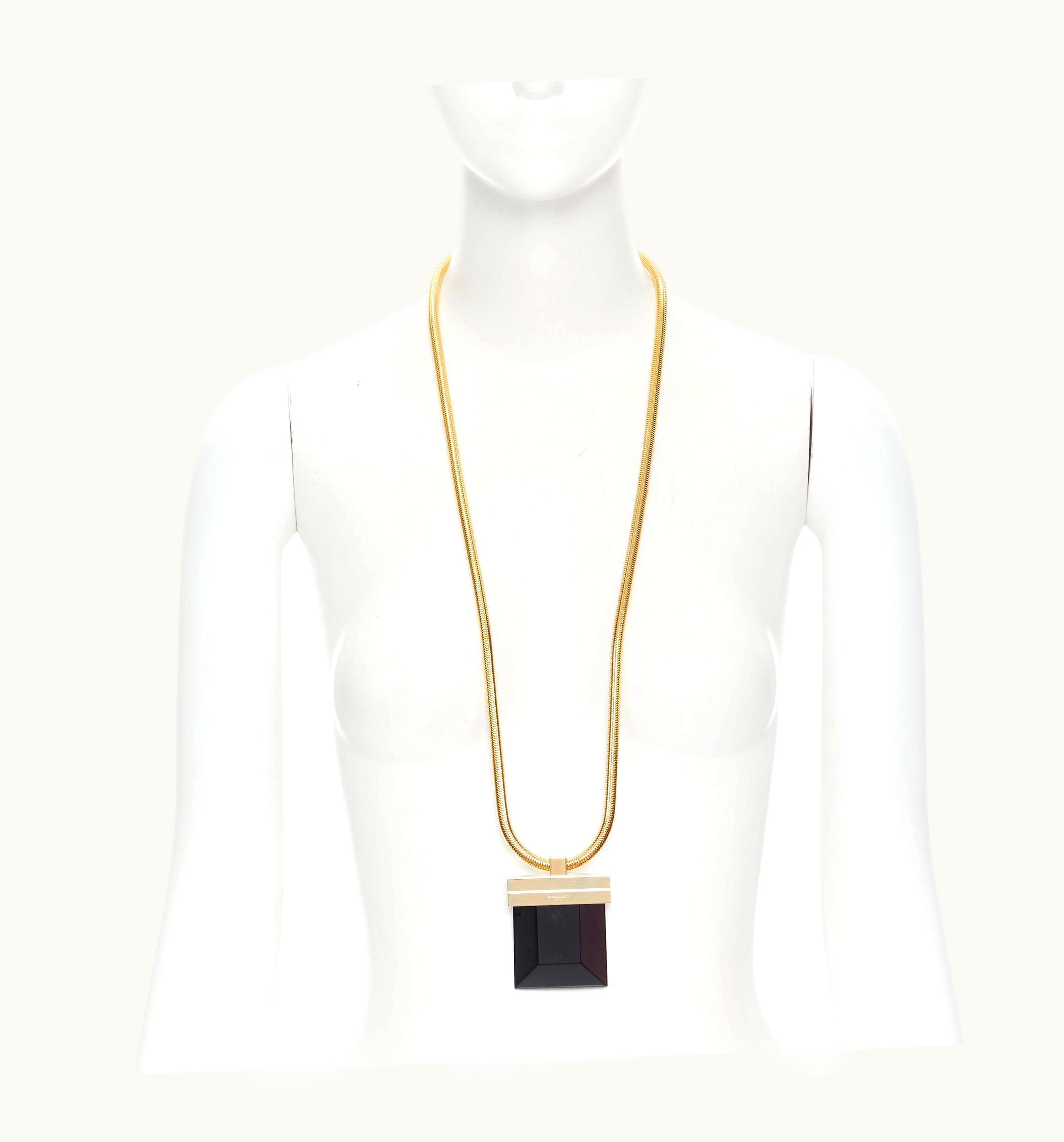 Saint Laurent Saint Laurent Hedi Slimane 2013 Opium Runway Black Onyx Stone Gold Necklace UZ0584135