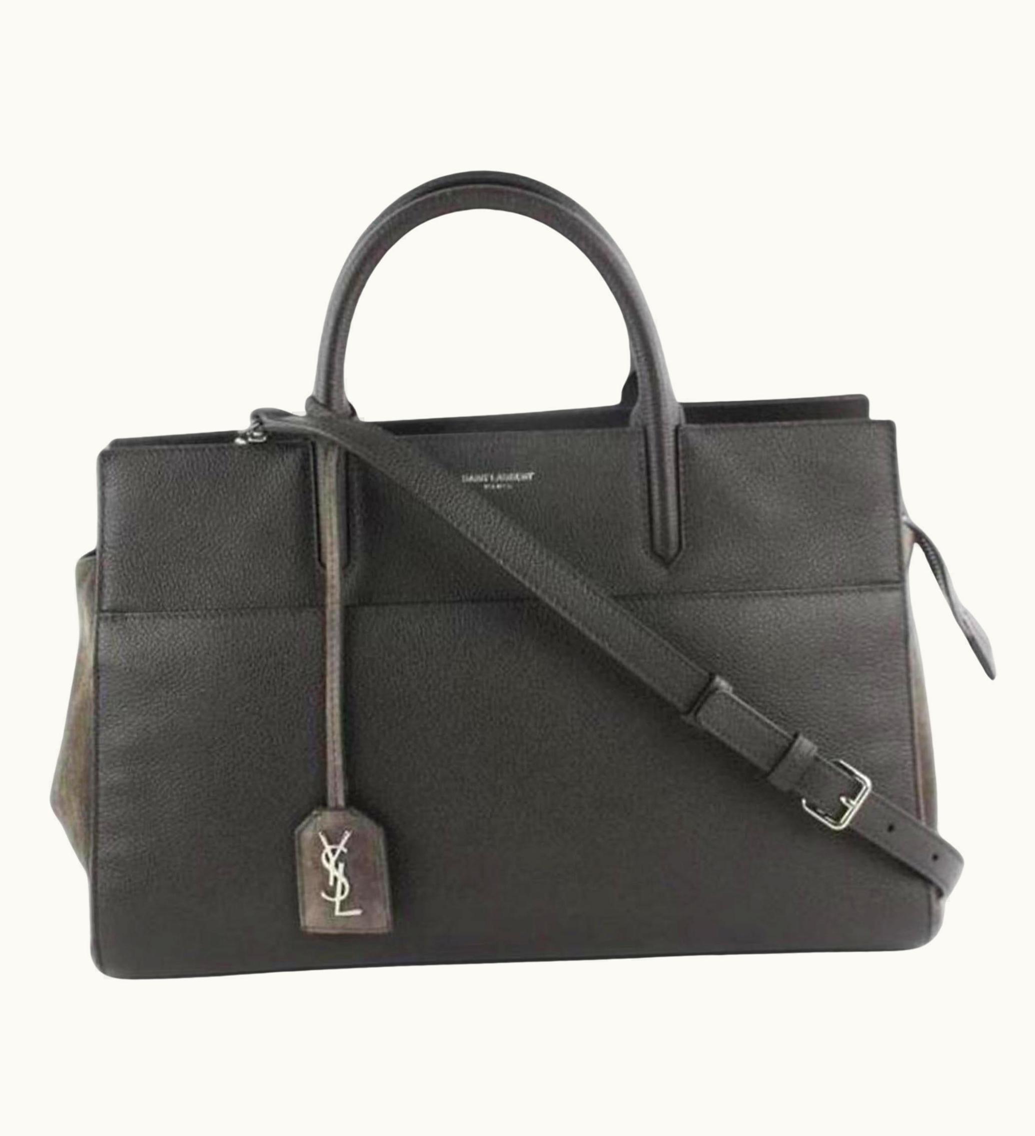 Saint Laurent Saint Laurent Anthracite Leather Small Cabas Rive Gauche 2way Tote 2ysl75