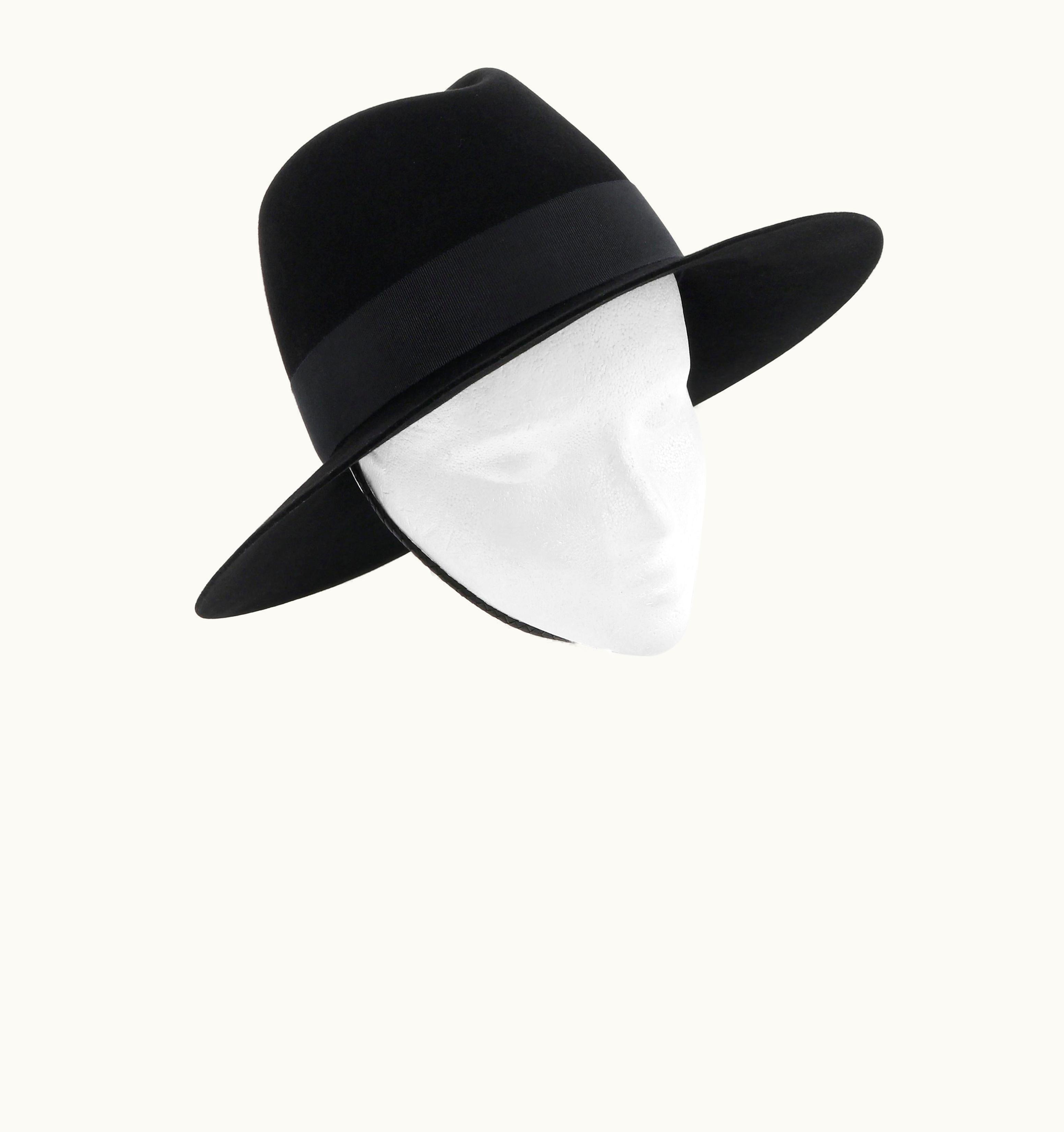 Saint Laurent Saint Laurent S/S 2019 Black Fur Felt Wide Brim Western Fedora Hat