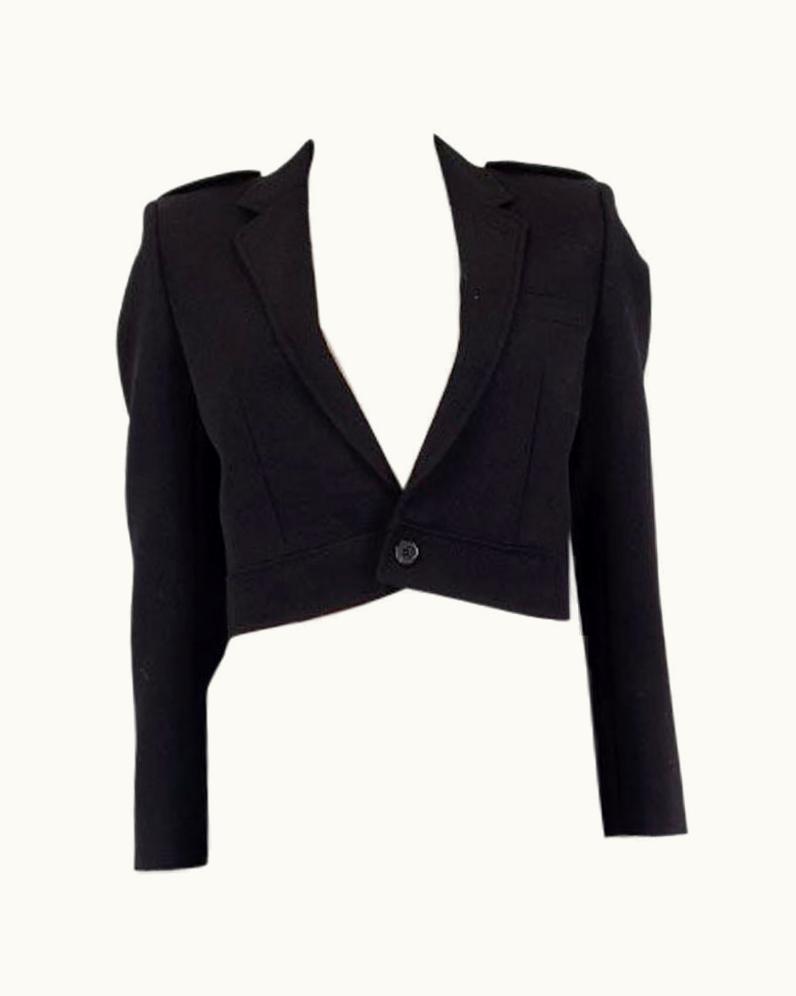 Saint Laurent Saint Laurent Black Wool Cropped Military Jacket