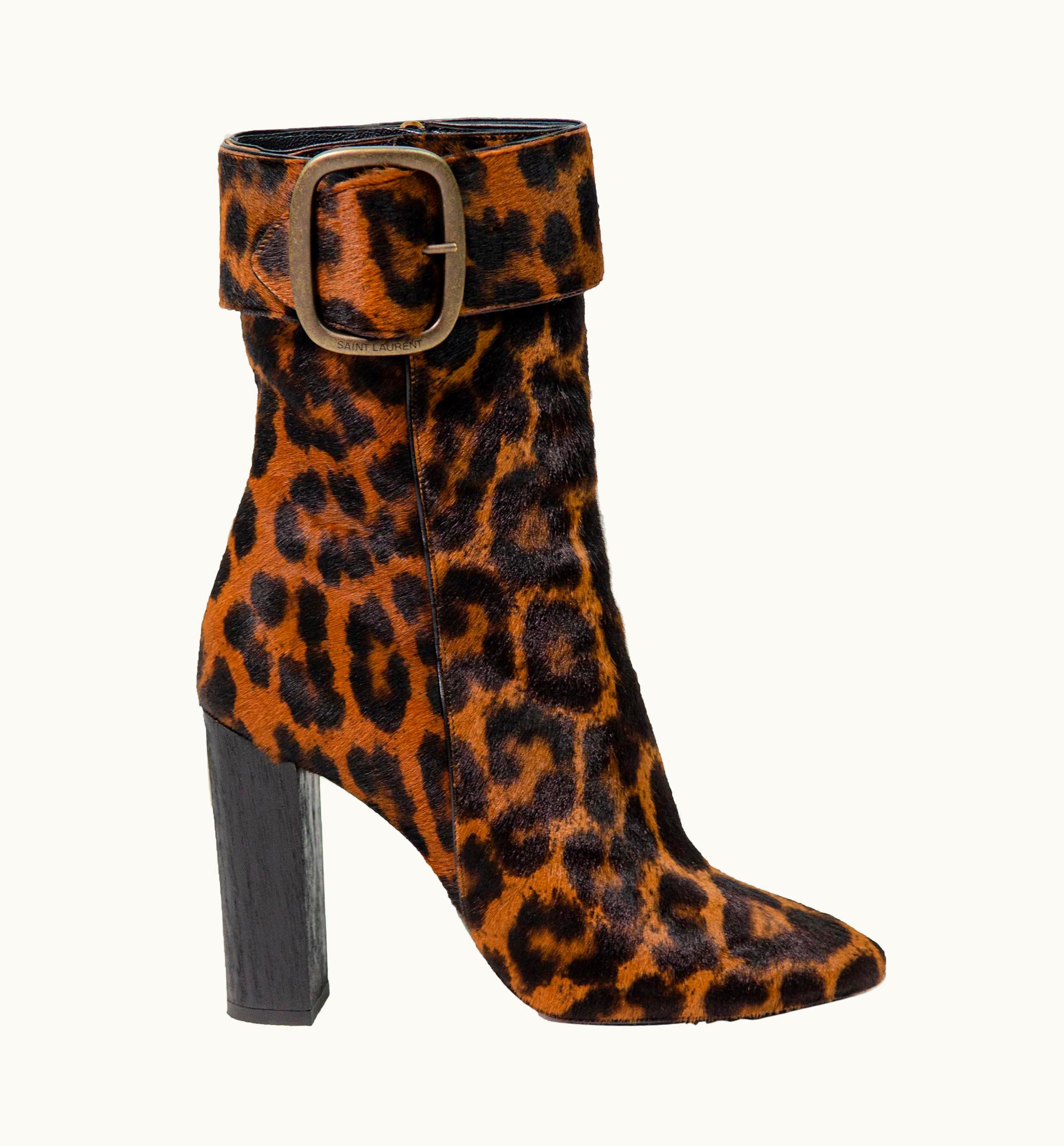 Saint Laurent Saint Laurent Leopard Print Joplin Boots With Buckle