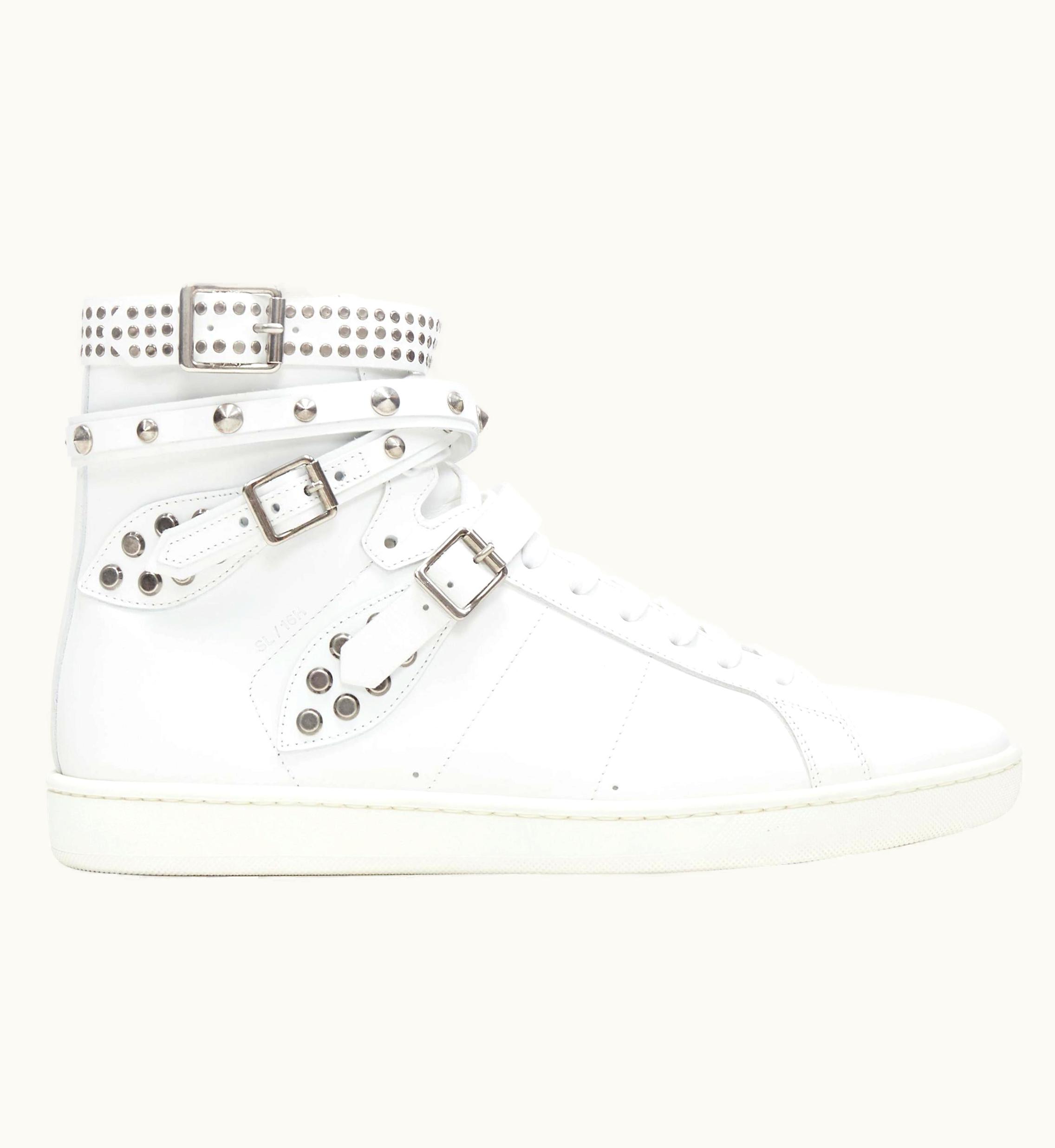 Saint Laurent Saint Laurent Court Classic Si16h White Silver Stud High Top Sneaker