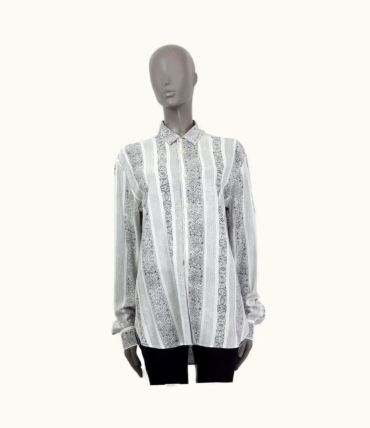 Saint Laurent Saint Laurent Black & White Viscose Bandana Print Yves Neck Blouse Shirt