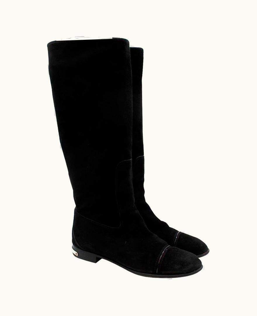 Louis Vuitton Louis Vuitton Black Suede Flat Boots