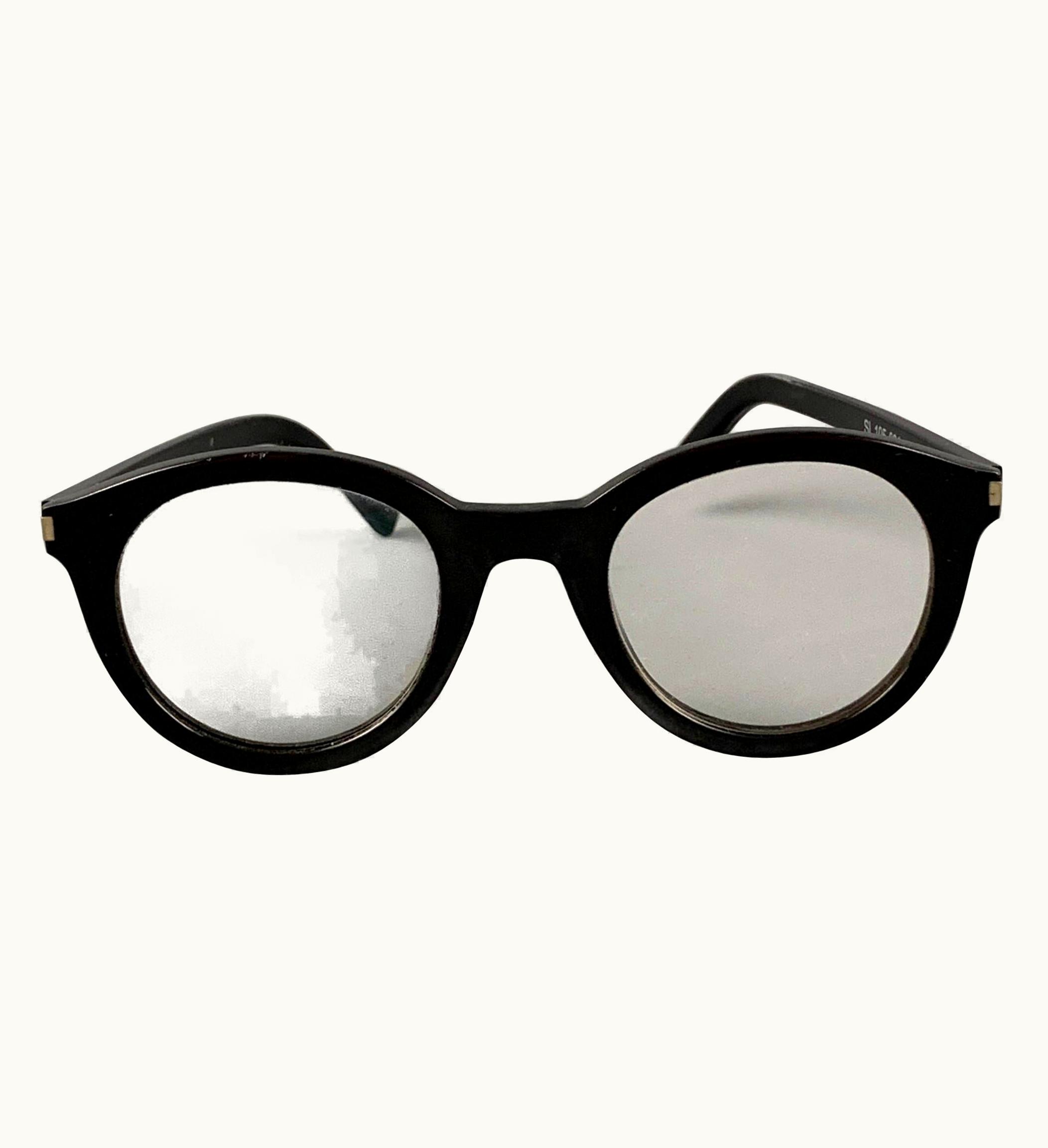 Saint Laurent Saint Laurent Black Acetate Round Eyeglasses