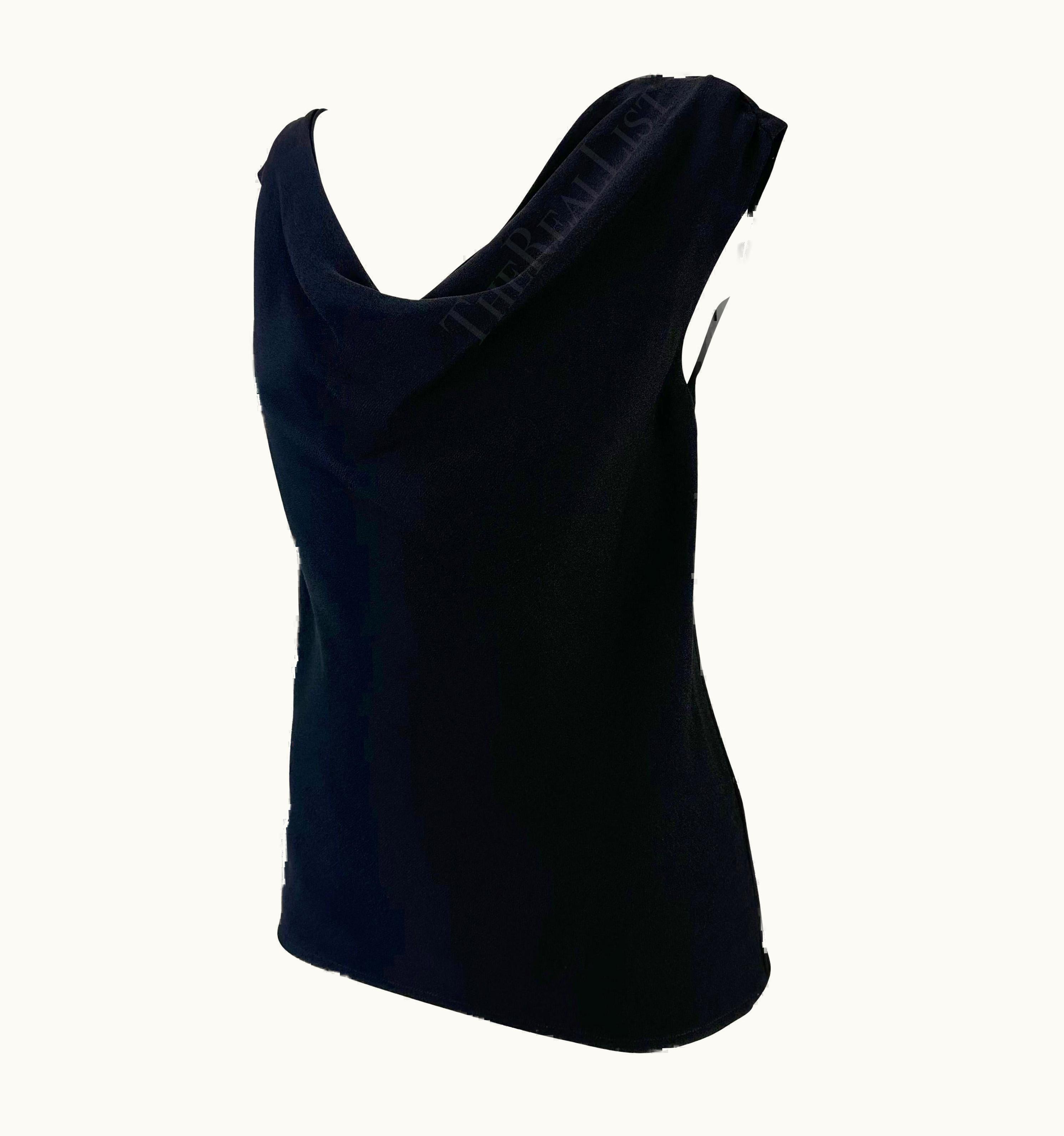 Saint Laurent 1980s Saint Laurent Rive Gauche Black Cowl Neck Sleeveless Top