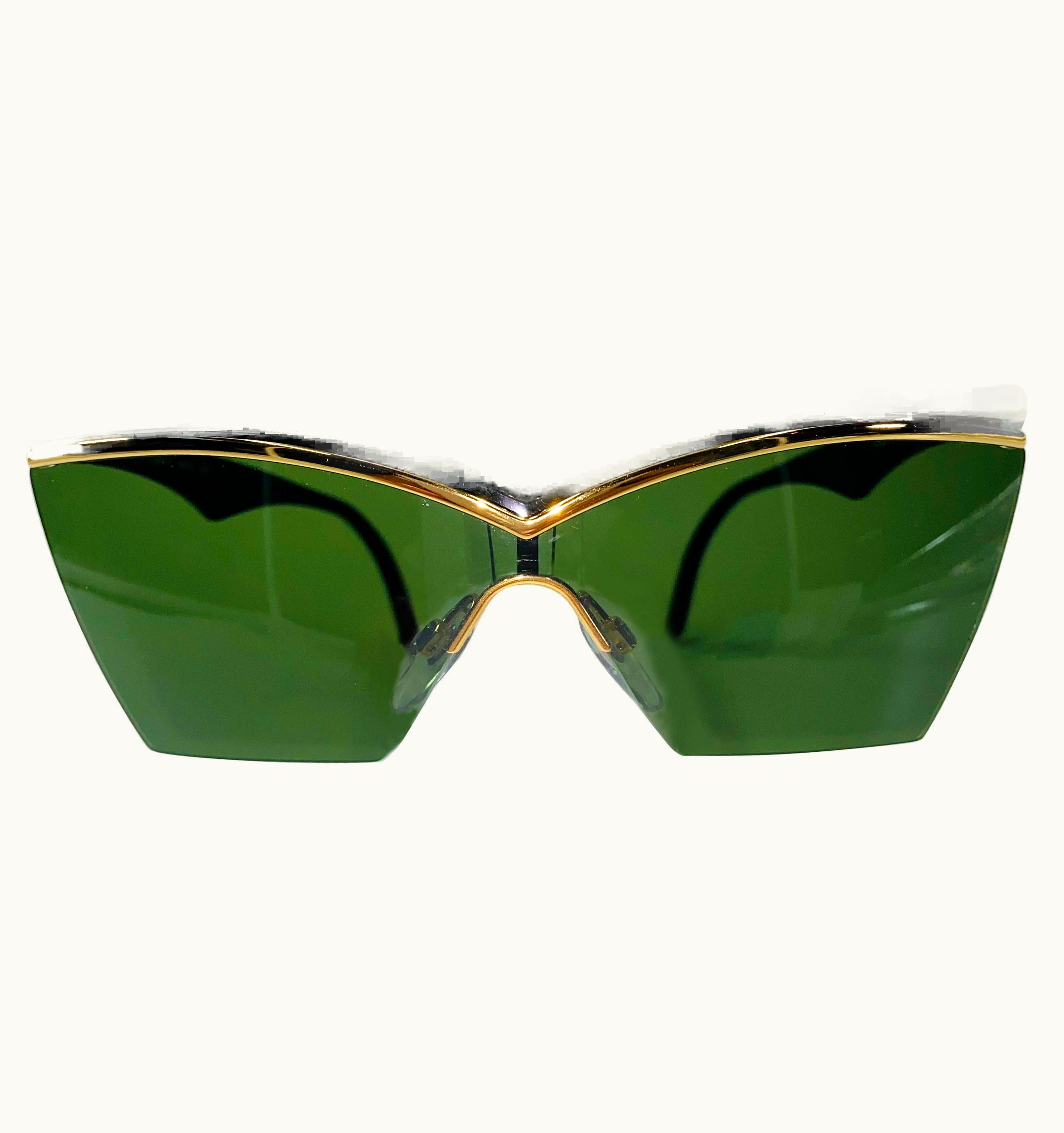 Saint Laurent Yves Saint Laurent 1980' Rare Black & Gold Dead Stock Sunglasses