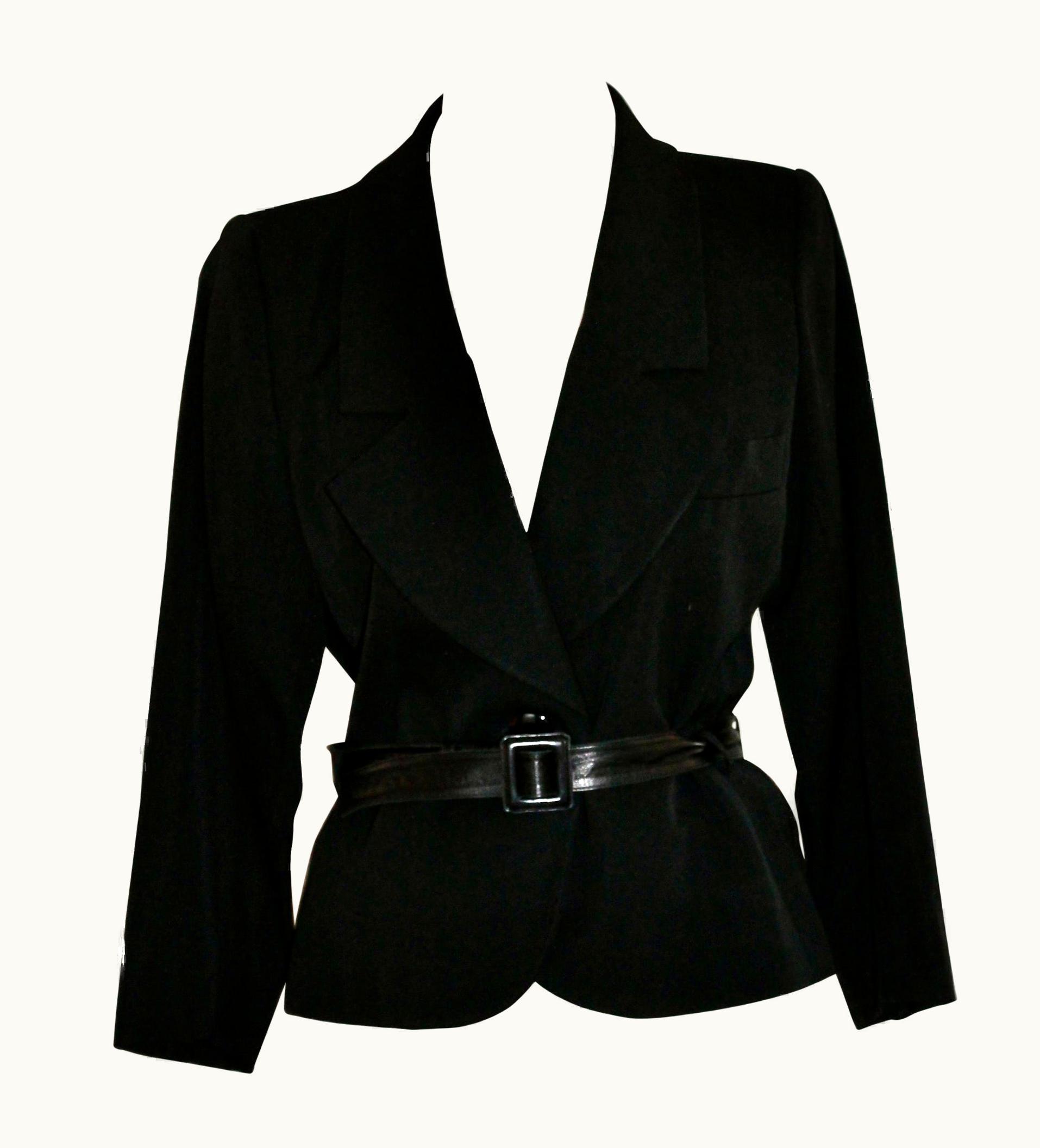 Saint Laurent Yves Saint Laurent 1980' Black 'Tuxedo' Jacket With Leather Belt