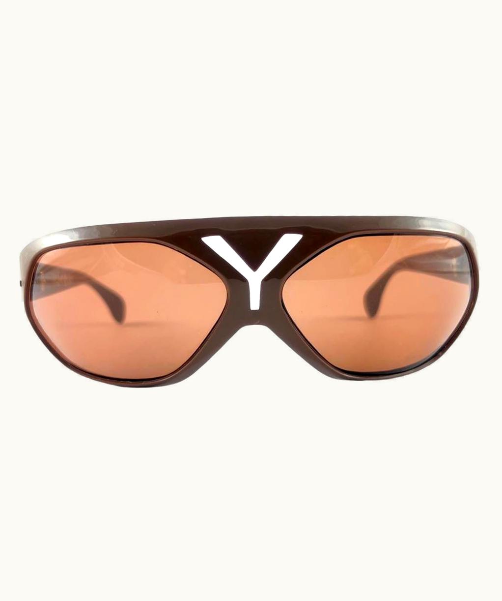 Saint Laurent Vintage Yves Saint Laurent Mocca YSL Bug Eye 1980 France Sunglasses