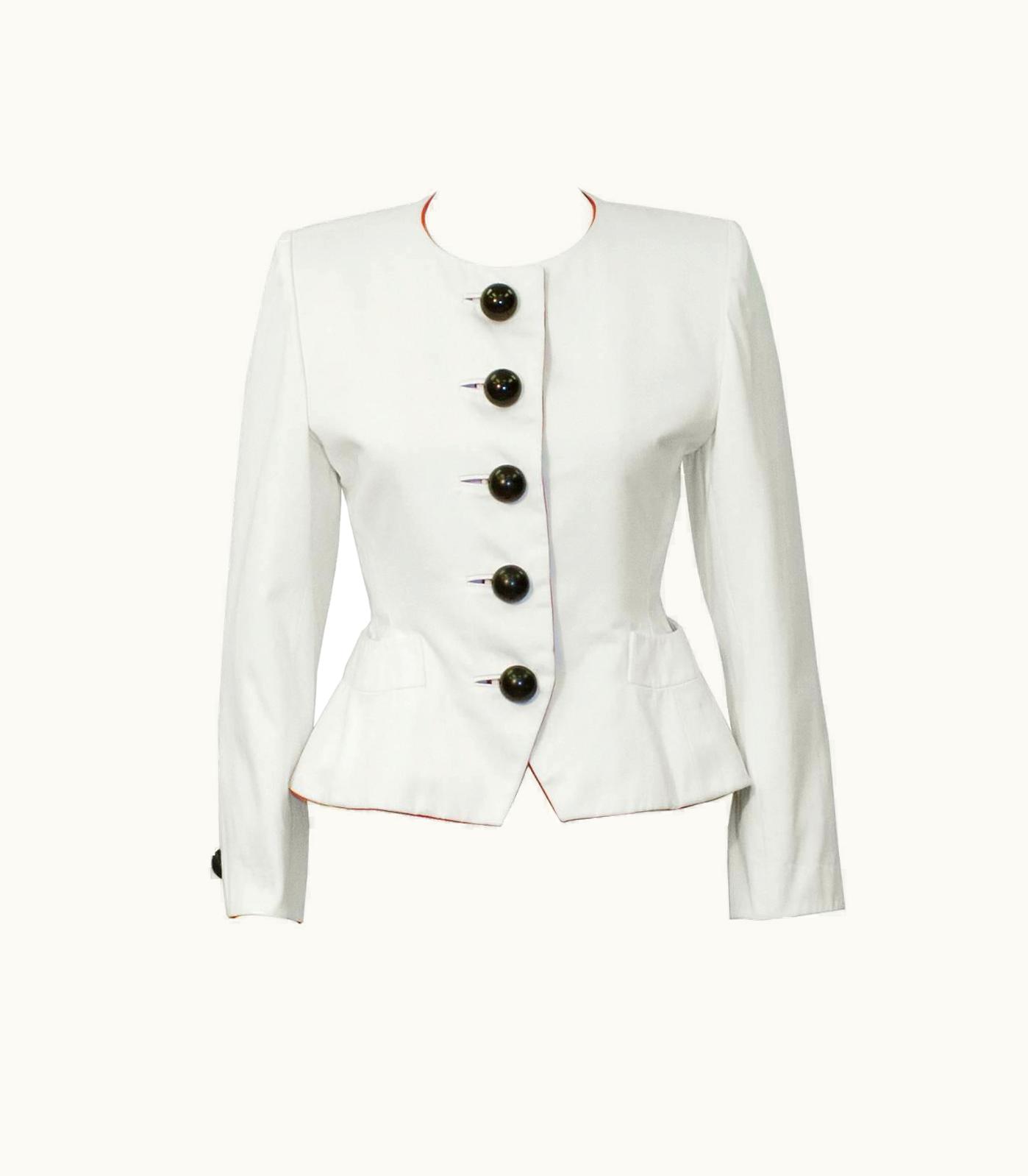 Saint Laurent 1980' Yves Saint Laurent YSL White Jacket With Dome Buttons