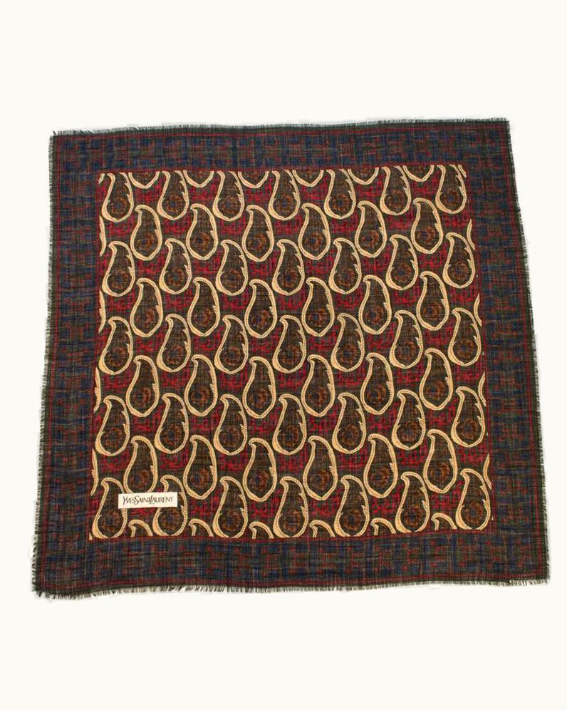 Saint Laurent 1980' Yves Saint Laurent YSL Wool Boteh Scarf