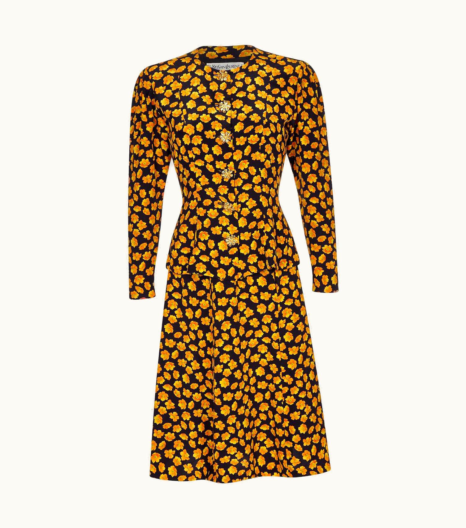 Saint Laurent 1990s Yves Saint Laurent Floral Silk Suit