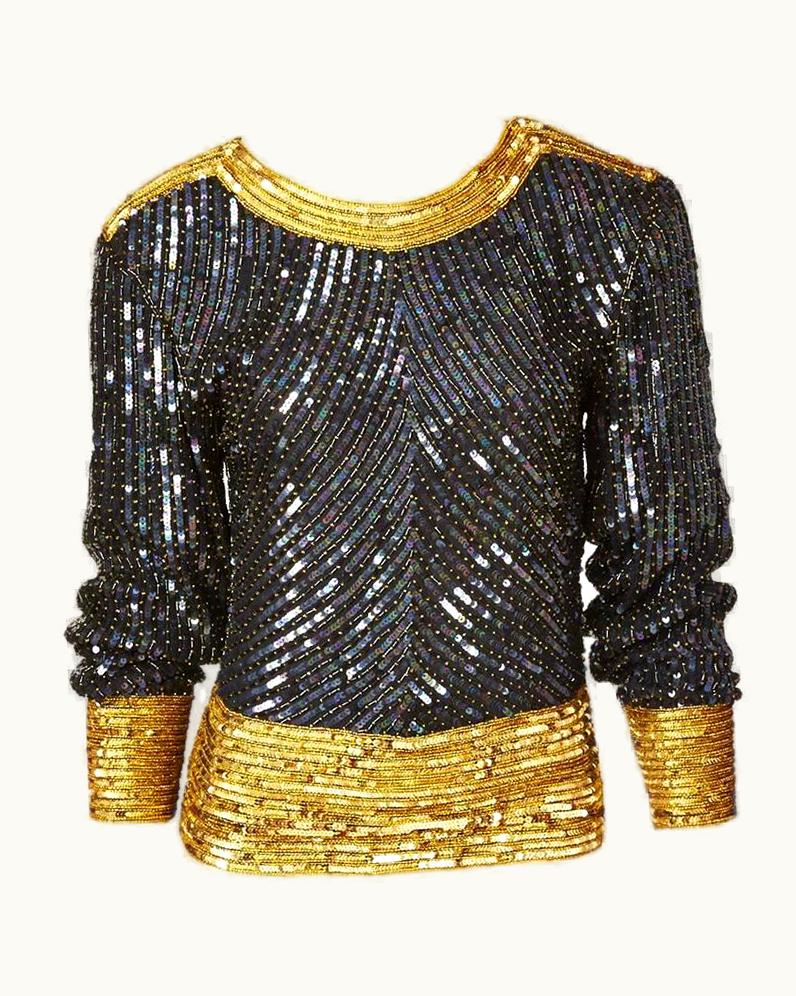Saint Laurent Yves Saint Laurent Bugle Beaded And Sequined Top