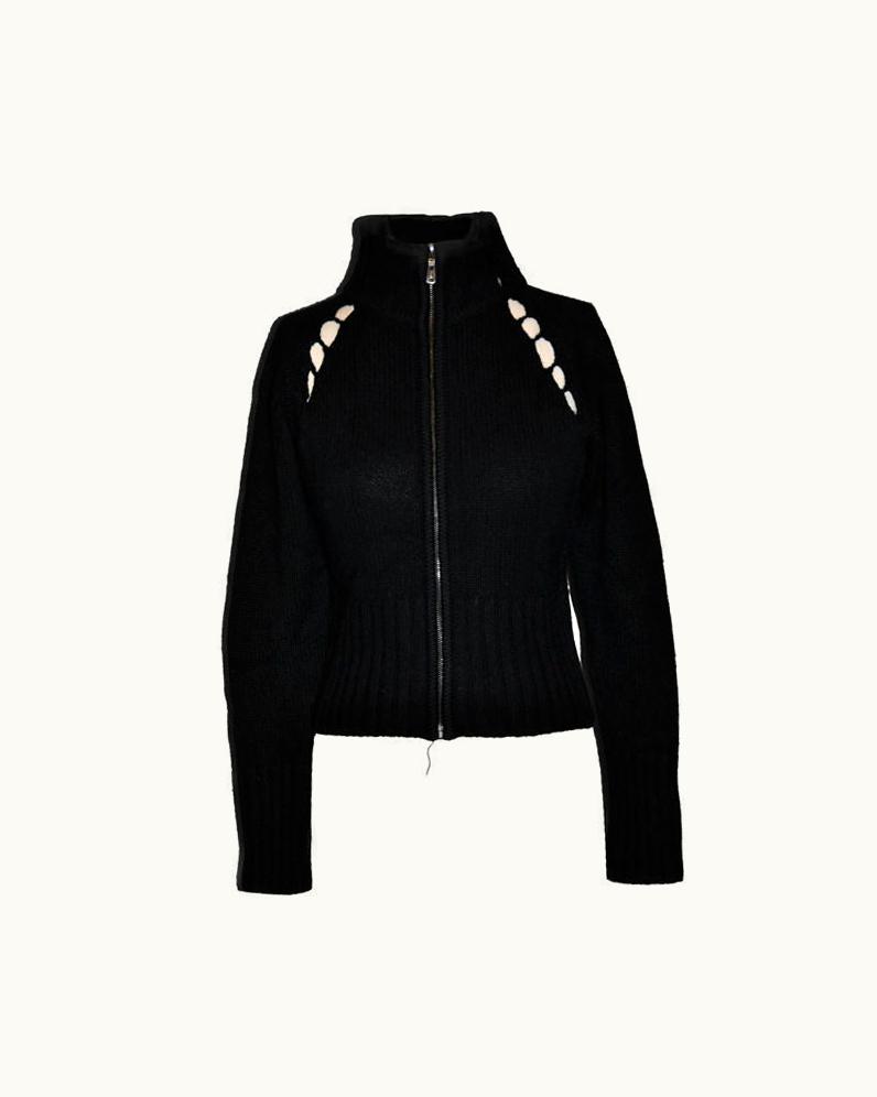 Saint Laurent Yves Saint Laurent Black Cashmere Zipper Sweater