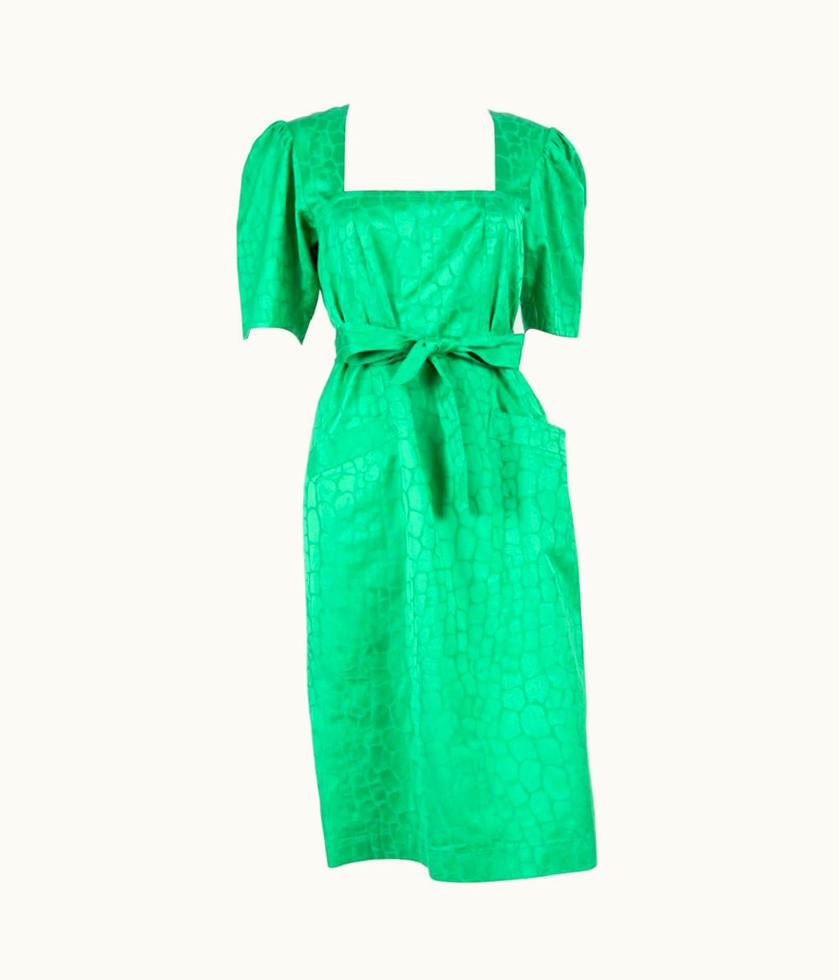 Saint Laurent 1987s Yves Saint Laurent YSL Green Cotton Dress