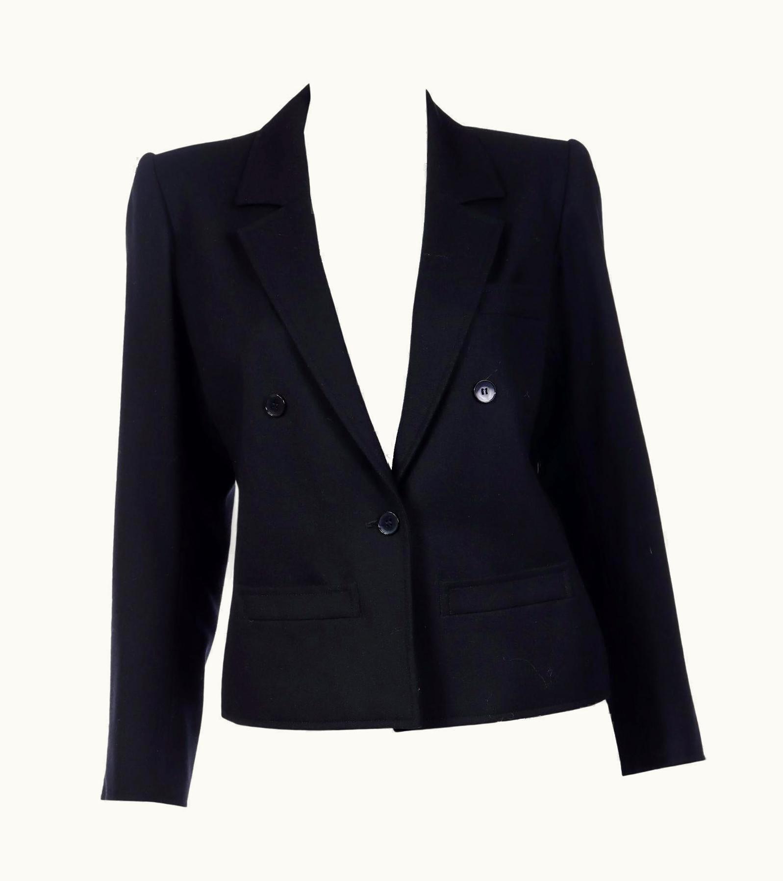 Saint Laurent Yves Saint Laurent Vintage Black Wool Cropped Blazer Jacket