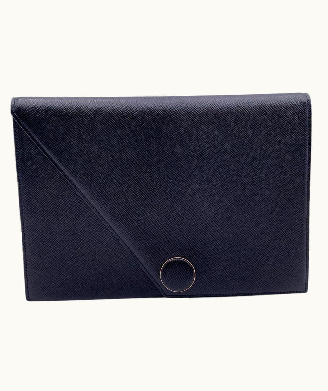 Saint Laurent Yves Saint Laurent Vintage Black Leather Handbag Clutch Bag