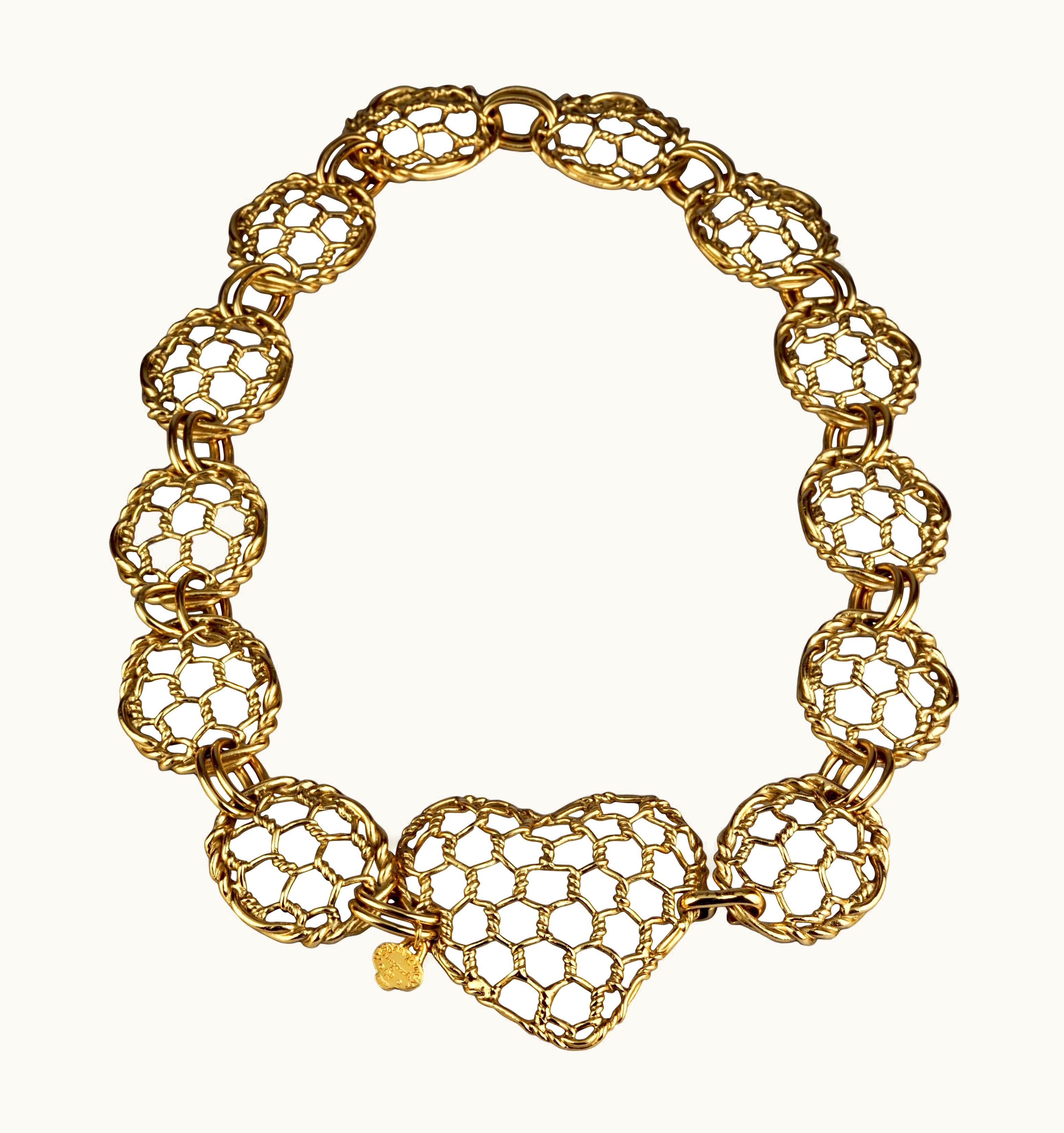 Saint Laurent Vintage Yves Saint Laurent YSL Heart Mesh Link Belt