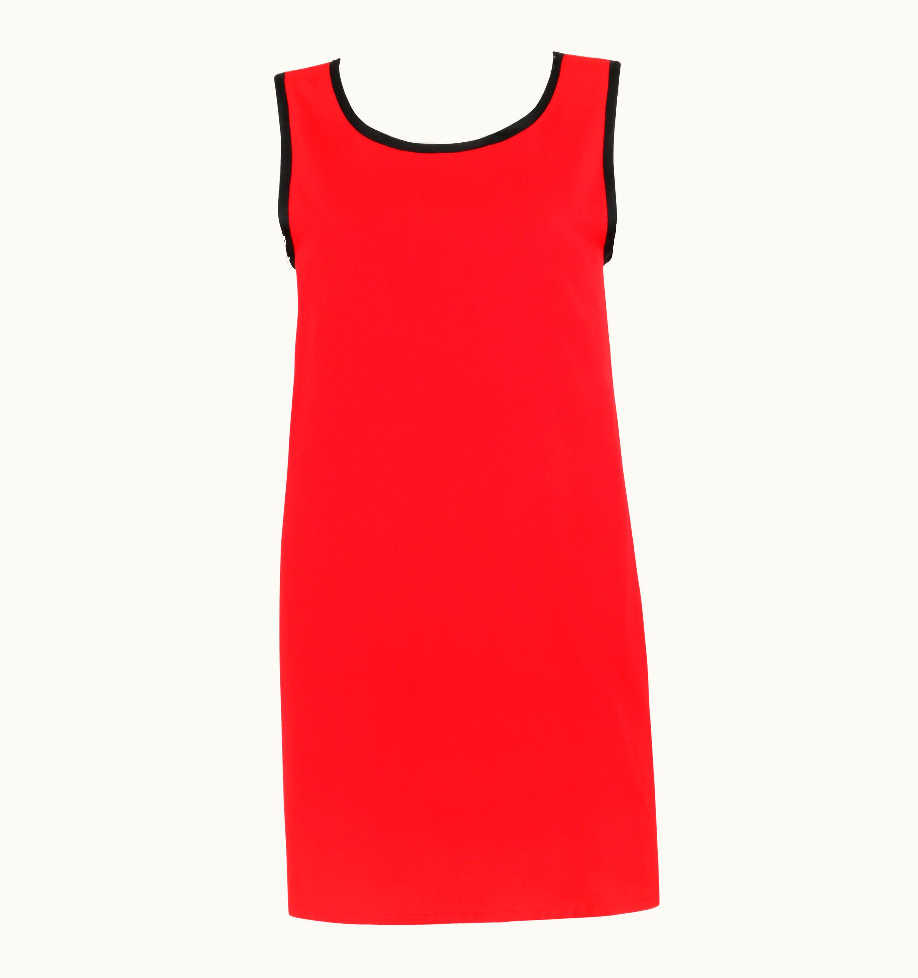 Saint Laurent Yves Saint Laurent C.1980' YSL Red & Black Scoop Neck Tunic Top S/S Dress