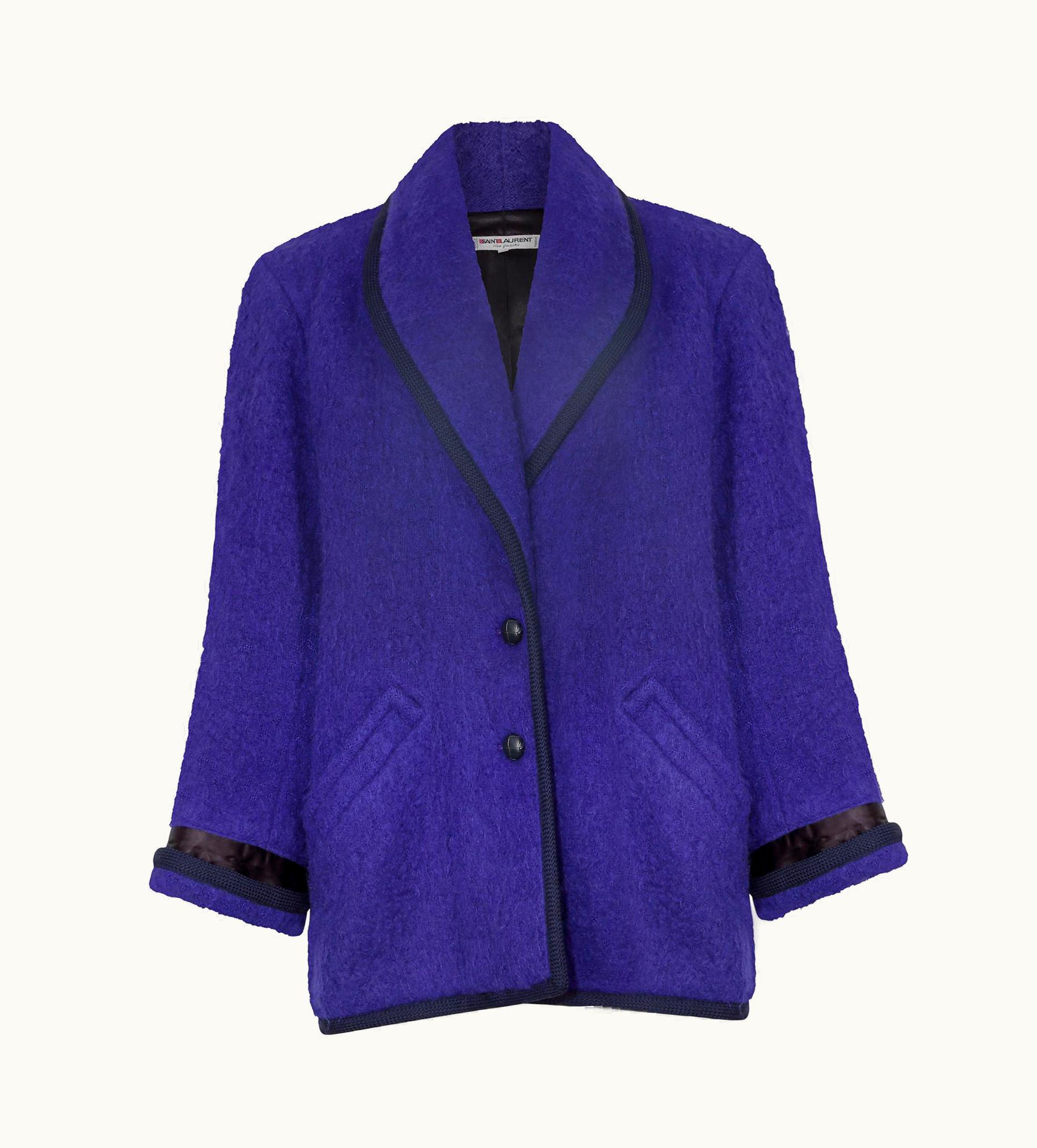 Saint Laurent 1980s Yves Saint Laurent Purple Wool Boyfriend Jacket