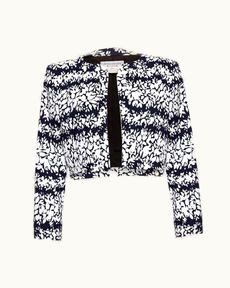 Saint Laurent 1990s Yves Saint Laurent Navy & White Bolero Jacket