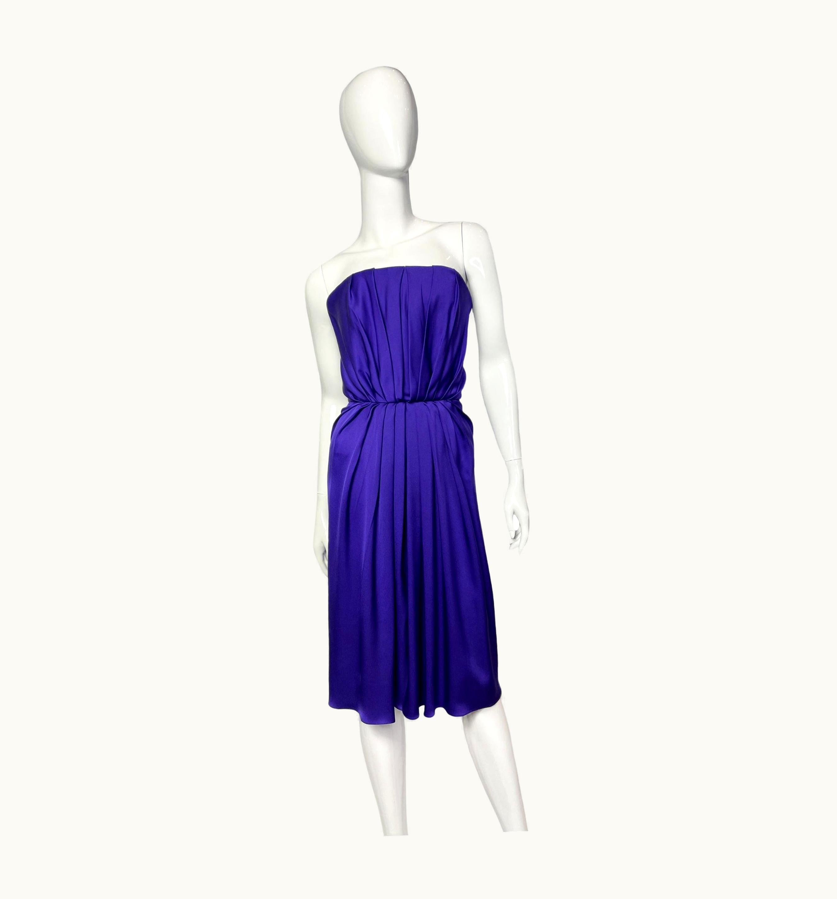 Saint Laurent Vintage Yves Saint Laurent Silk Violet Bustier Dress, 1980s