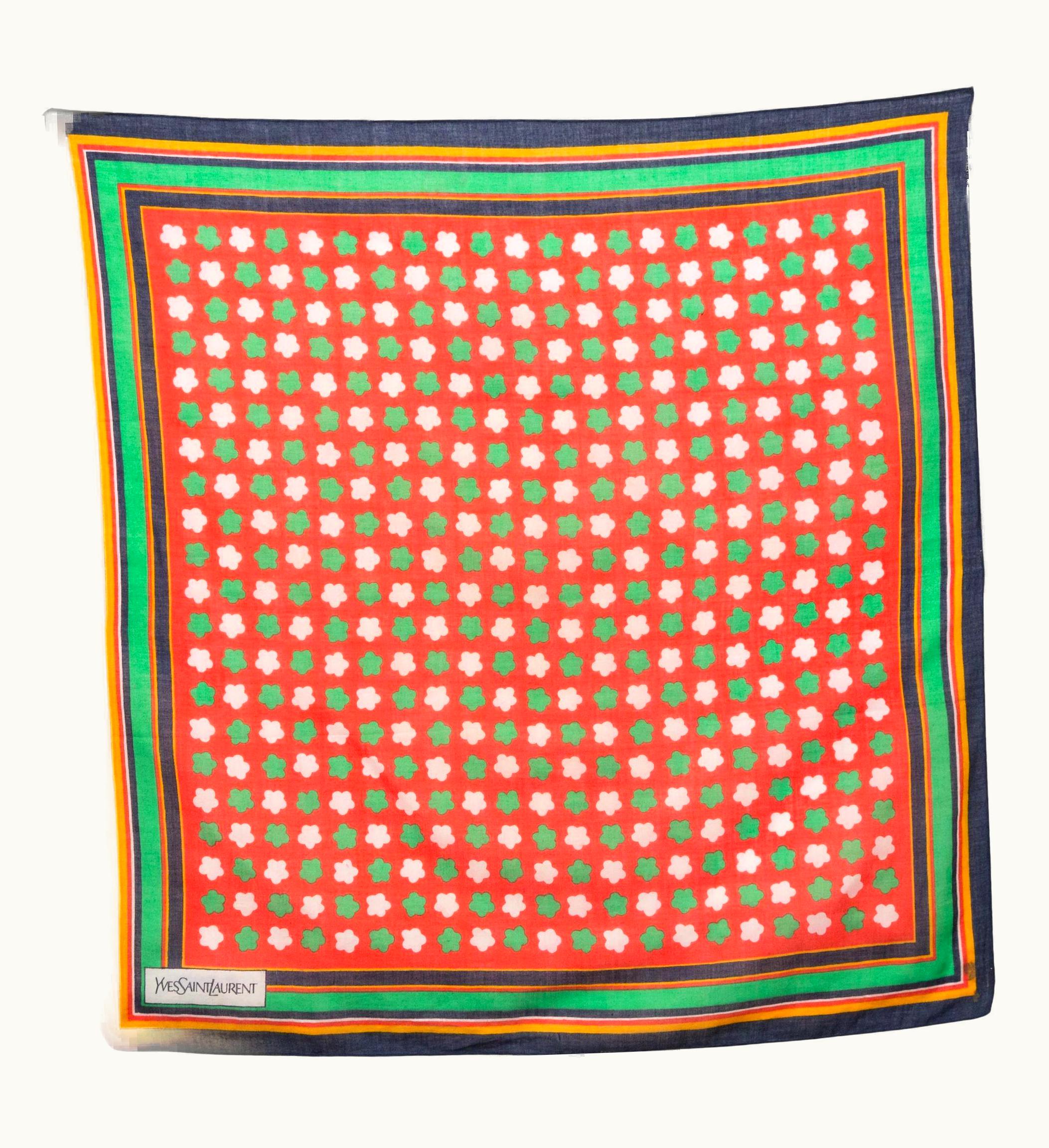 Saint Laurent Yves Saint Laurent YSL Multicolor Cotton Scarf
