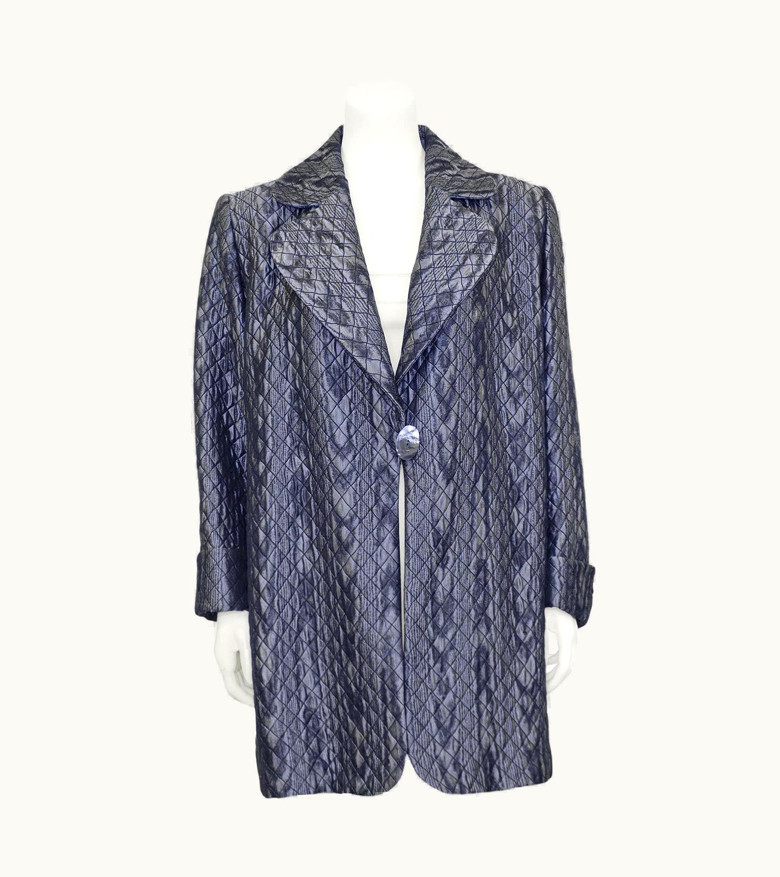 Saint Laurent 1980s Yves Saint Laurent Gunmetal Quilted Snakeskin Pattern Jacket