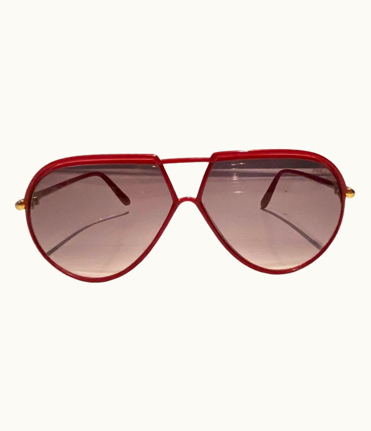 Saint Laurent 1980s Yves Saint Laurent Red Teardrop Sunglasses