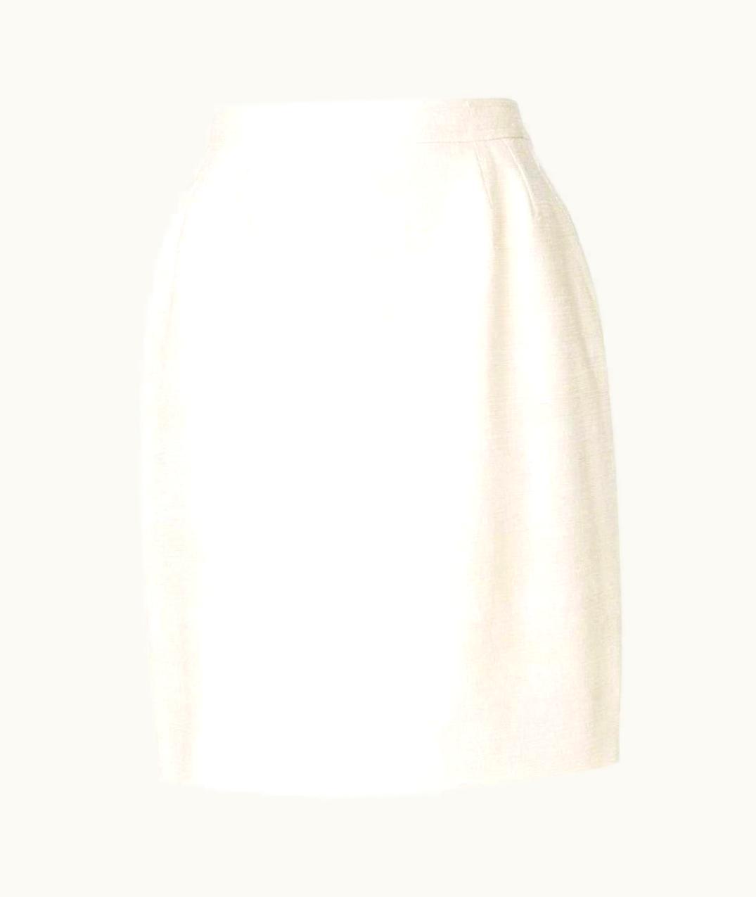 Saint Laurent Yves Saint Laurent Vintage Beige Bouclé High Waisted 80s Skirt