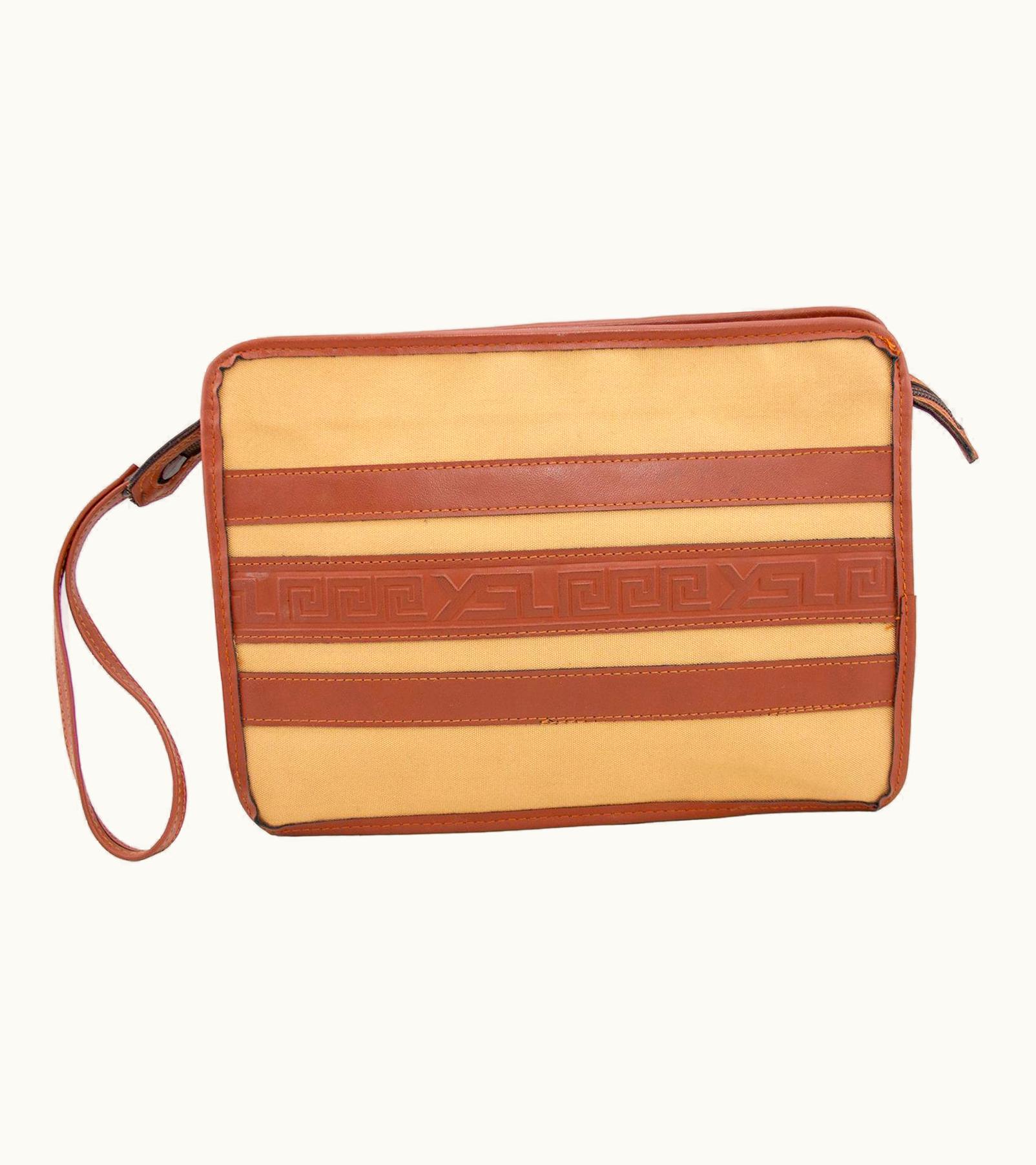 Saint Laurent 1980s Yves Saint Laurent/YSL Leather And Canvas Clutch