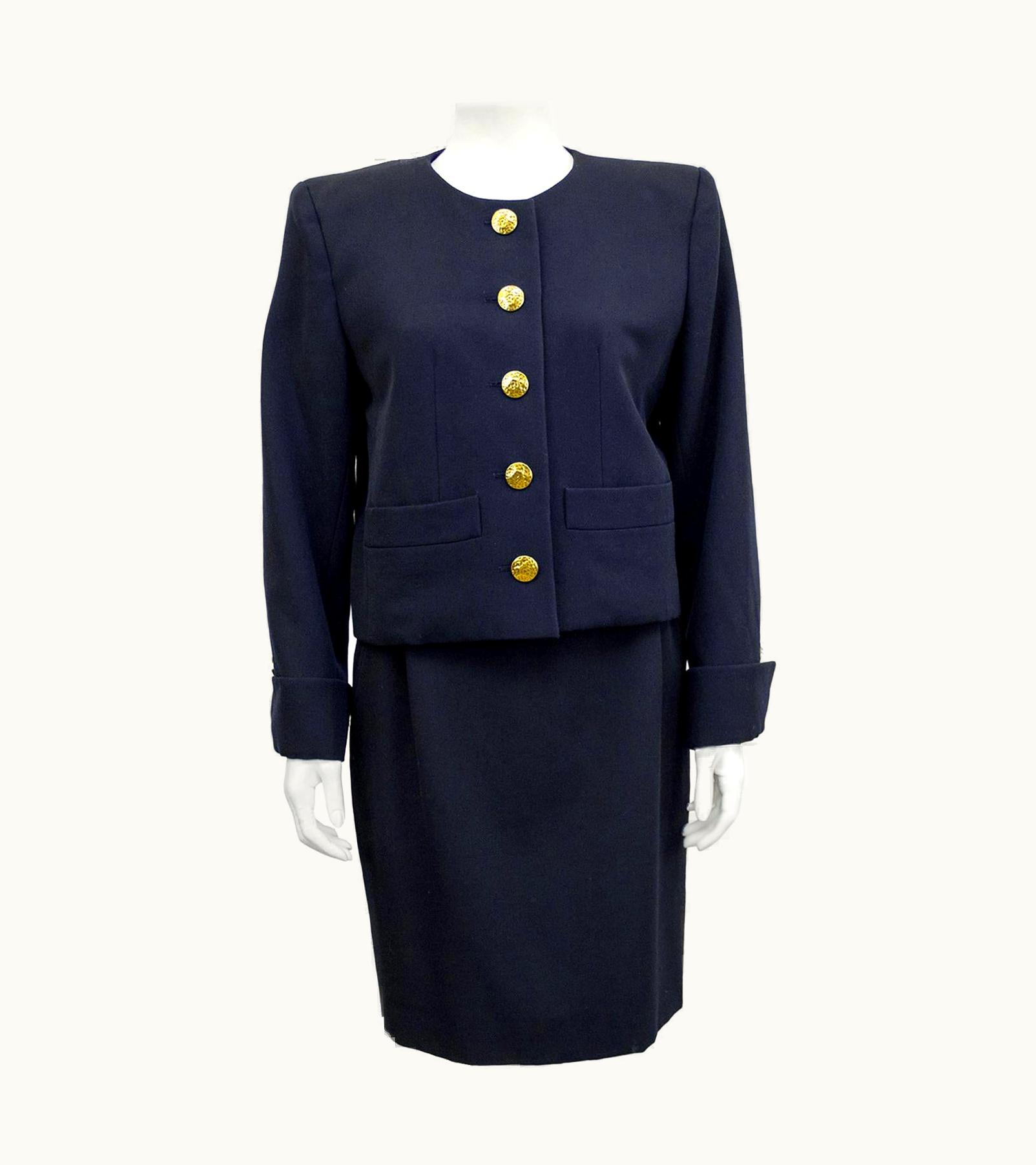 Saint Laurent 1980s Yves Saint Laurent Rive Gauche Black Skirt Suit