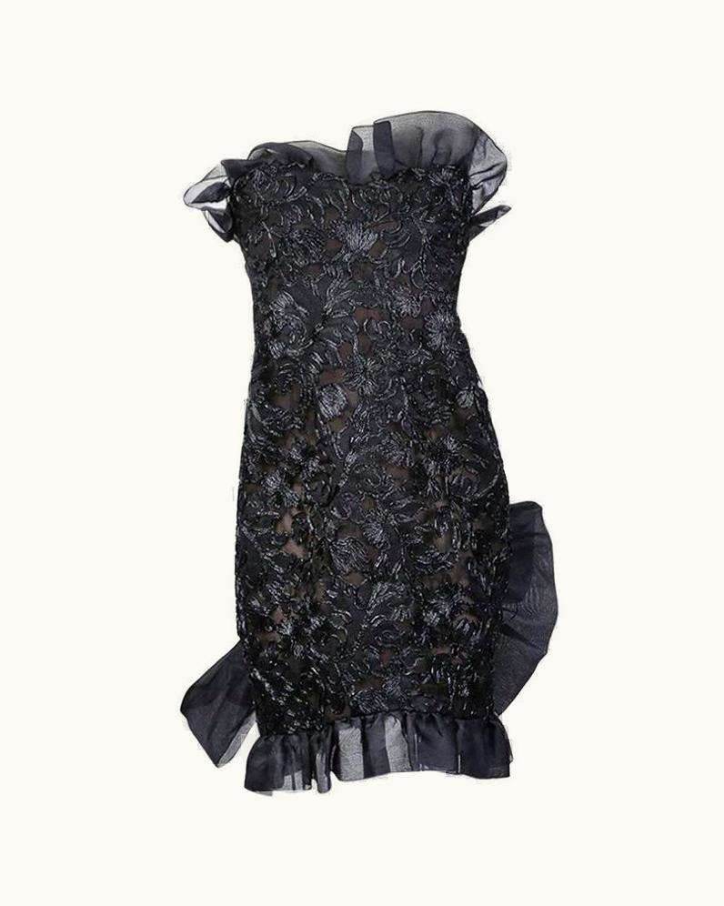 Saint Laurent Yves Saint Laurent Haute Couture Embroidered Cocktail Dress Circa 1980s