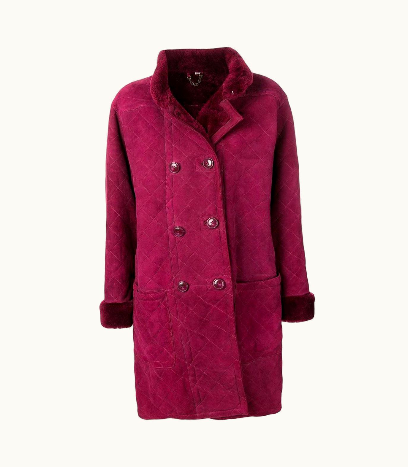 Saint Laurent 1980s Yves Saint Laurent Vintage Bordeaux Sheepskin Coat