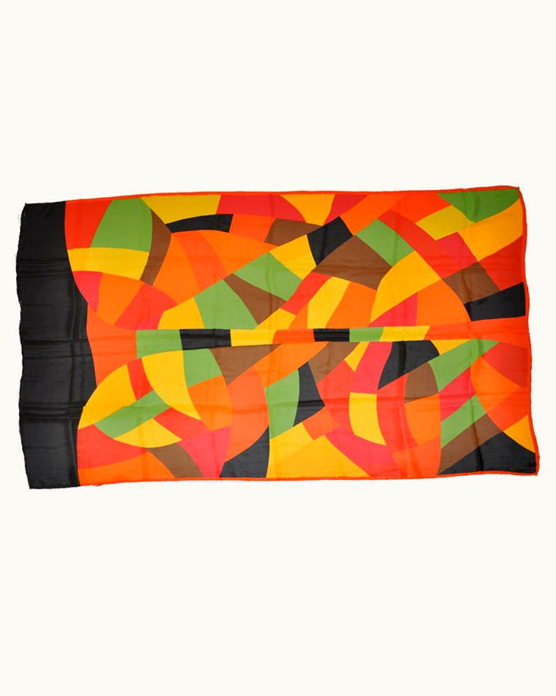 Saint Laurent Yves Saint Laurent Huge Bold Multicolor Silk Chiffon Scarf