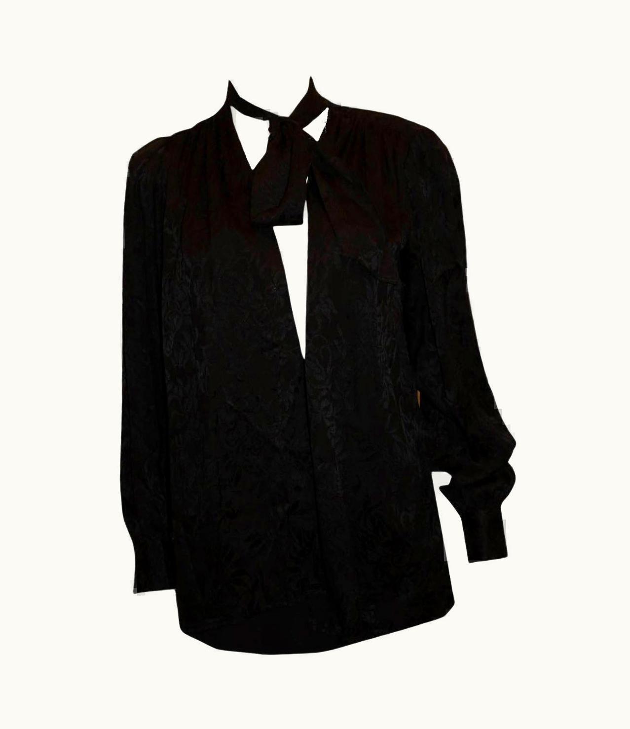 Saint Laurent Vintage Yves Saint Laurent Rive Gauche Black Silk Blouse