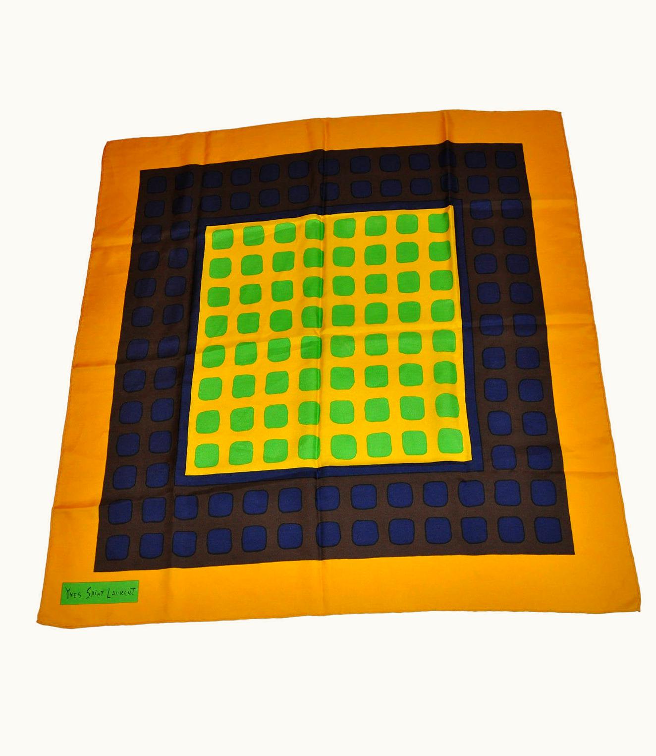 Saint Laurent Yves Saint Laurent Bold Abstract Multi-Color Silk Jacquard Scarf