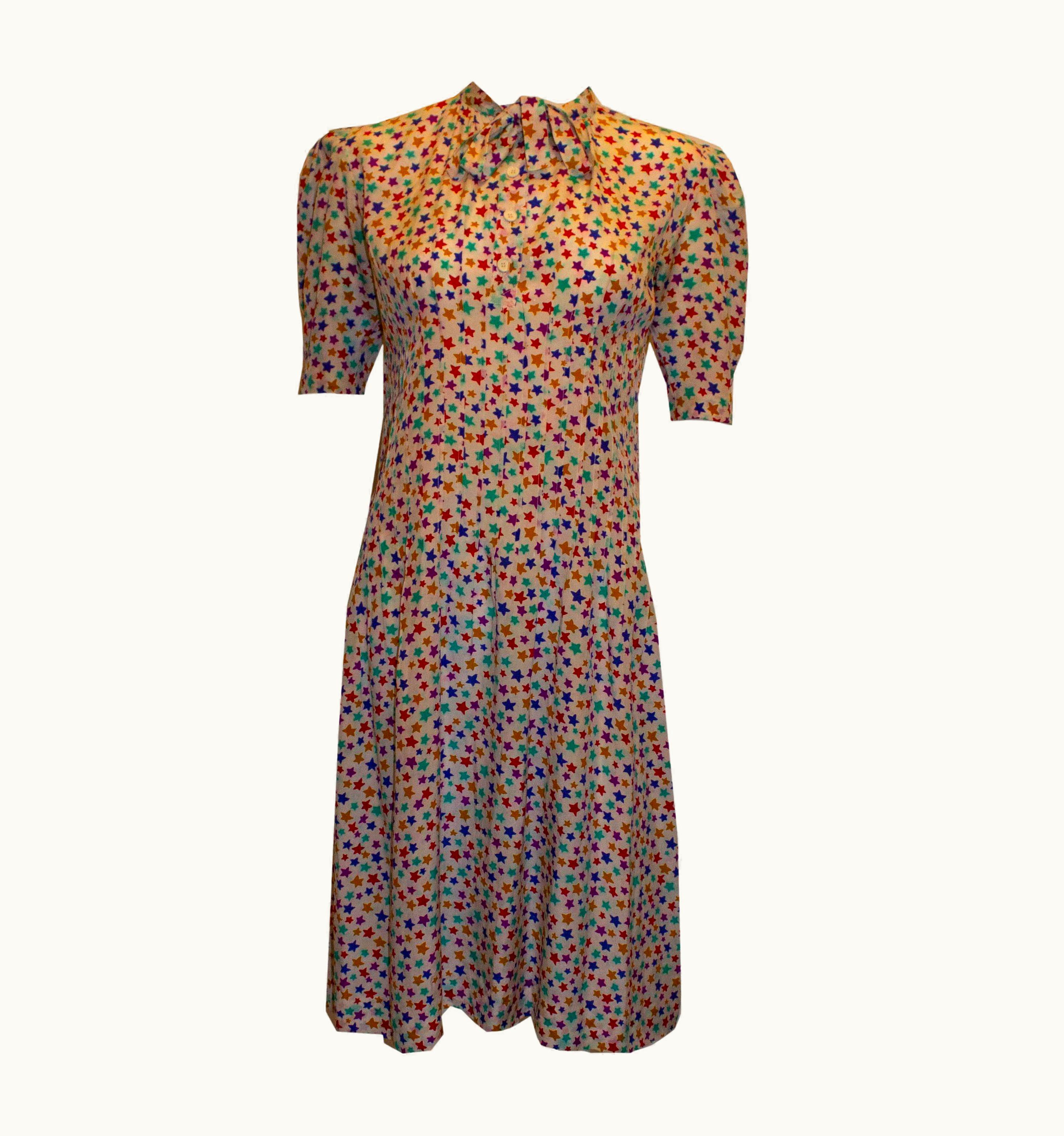Saint Laurent Vintage Yves Saint Laurent Rive Gauche Silk Print Dress