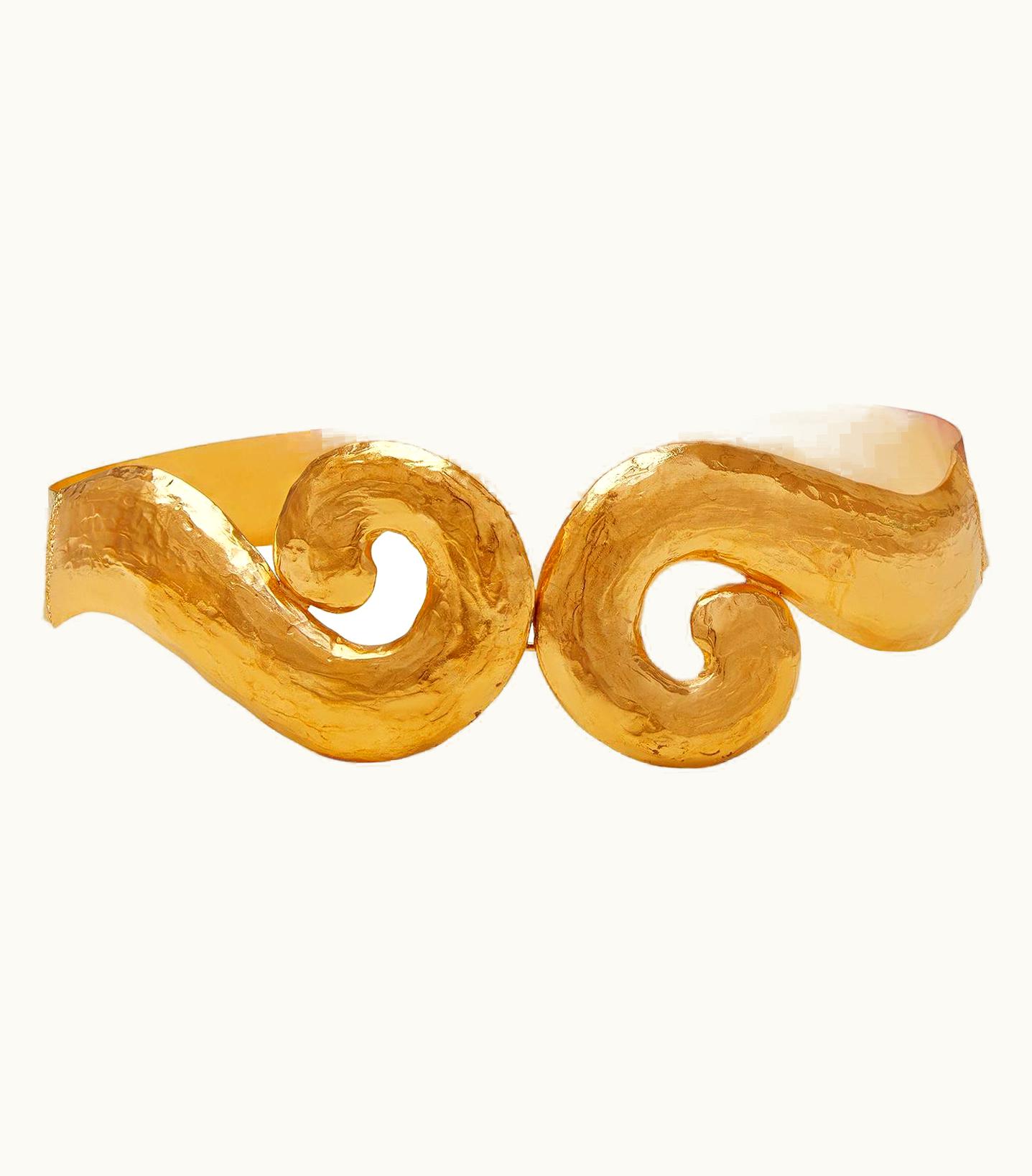 Saint Laurent 1980s Yves Saint Laurent Gold Metal Scrolling Belt