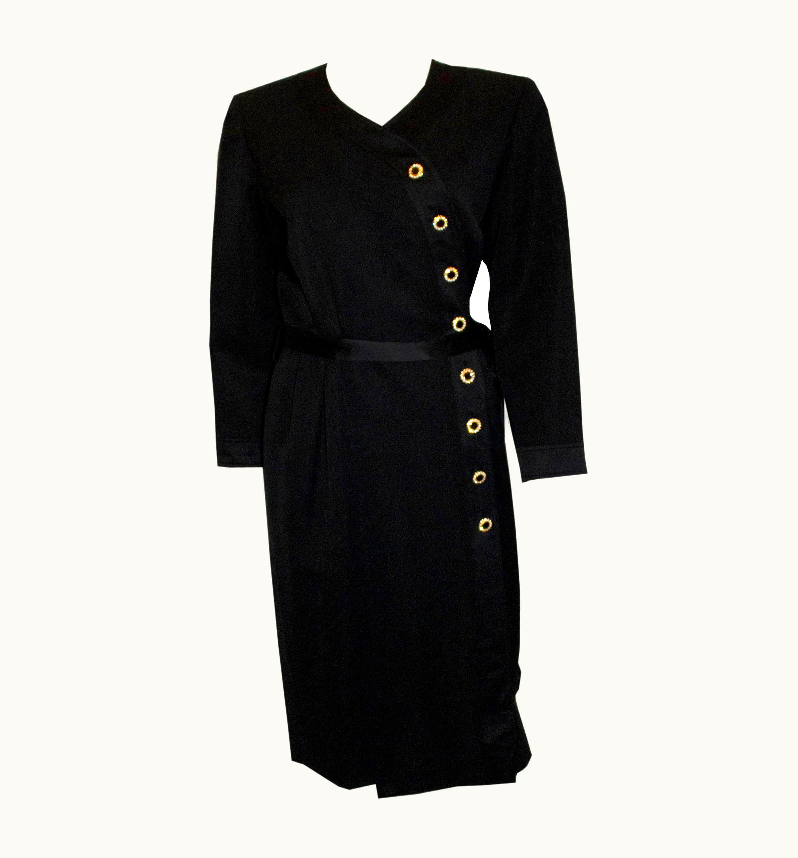 Saint Laurent Vintage Yves Saint Laurent Rive Gauche Black Cocktail Dress