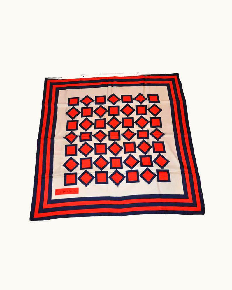 Saint Laurent Yves Saint Laurent Bold Multi-Color Abstract Print Silk Scarf