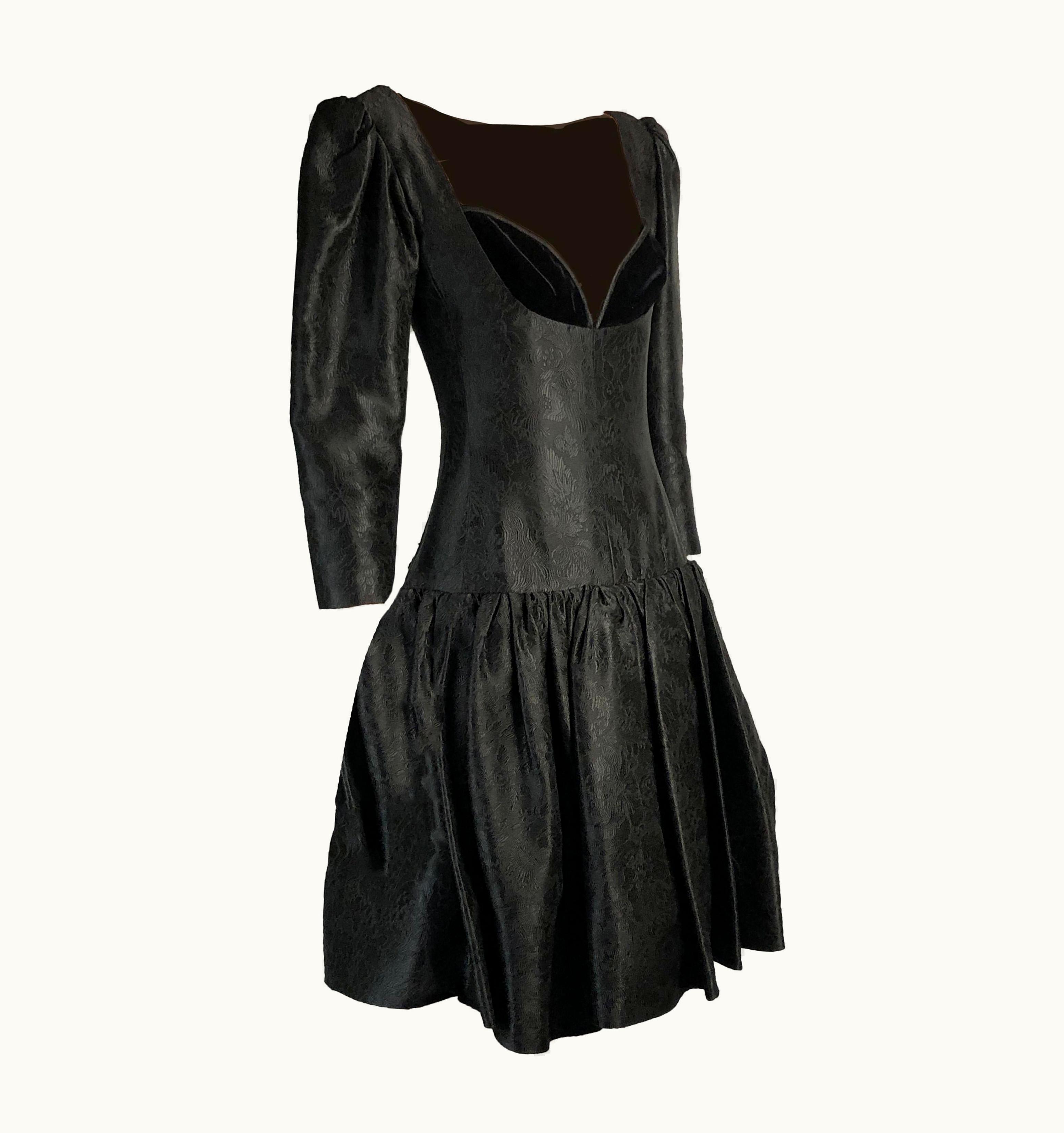 Saint Laurent Yves Saint Laurent Silk Moiré Cocktail Dress . Circa 1980s