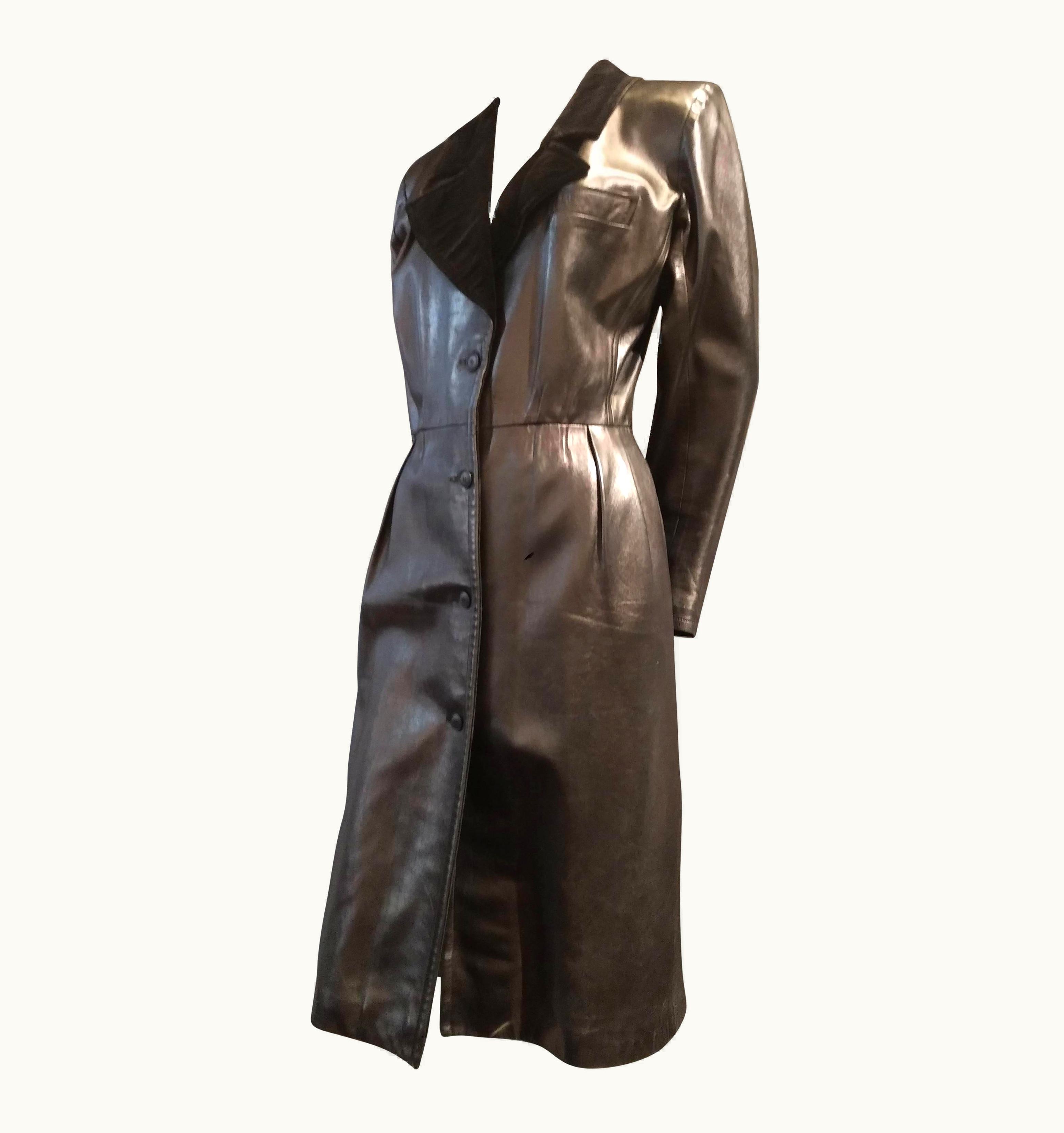 Saint Laurent 1980s Yves Saint Laurent Fitted Black Lambskin Tuxedo W Velvet Lapels