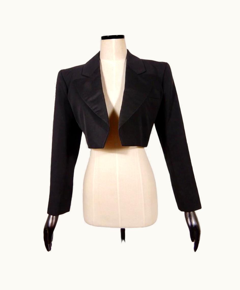 Saint Laurent Vintage Yves Saint Laurent Rive Gauche YSL Crop Tuxedo Jacket