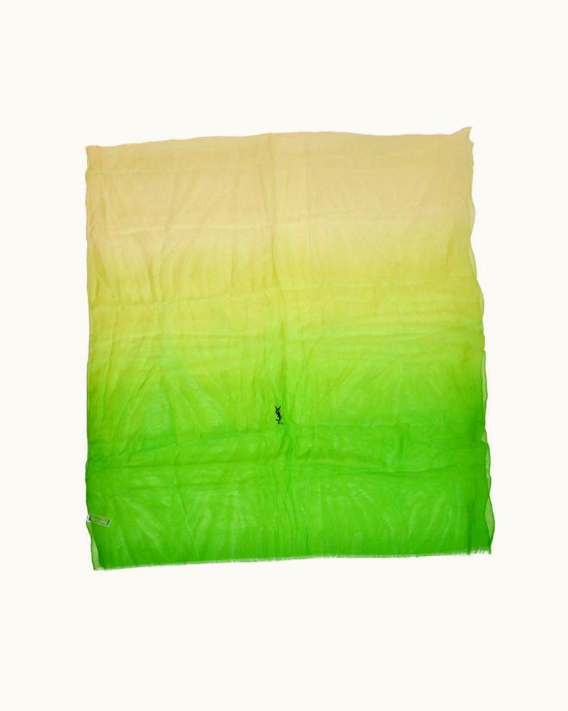 Saint Laurent Yves Saint Laurent Huge Green Silk Chiffon Shawl
