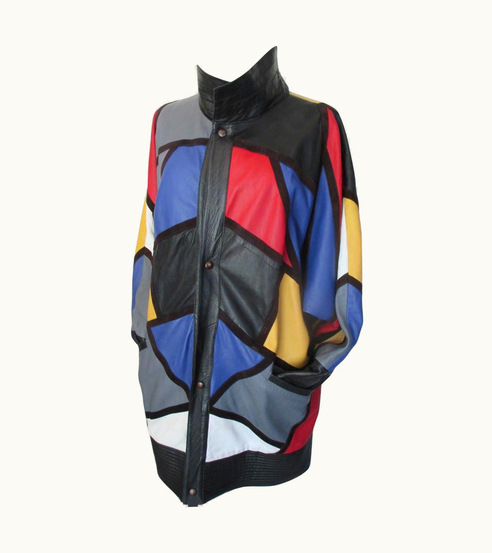 Saint Laurent Yves Saint Laurent Piet Mondrian Art Leather Coat